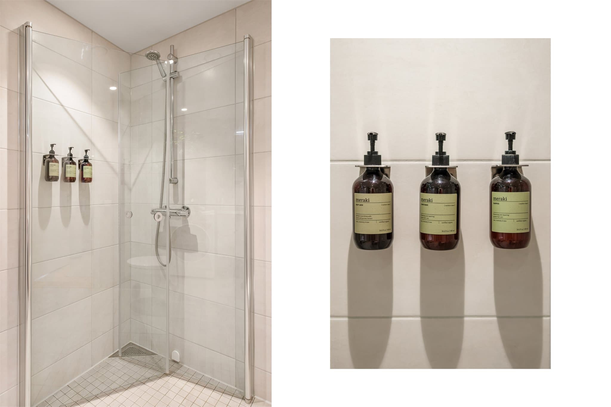 - Badet lyses pent opp av spotter i himling -