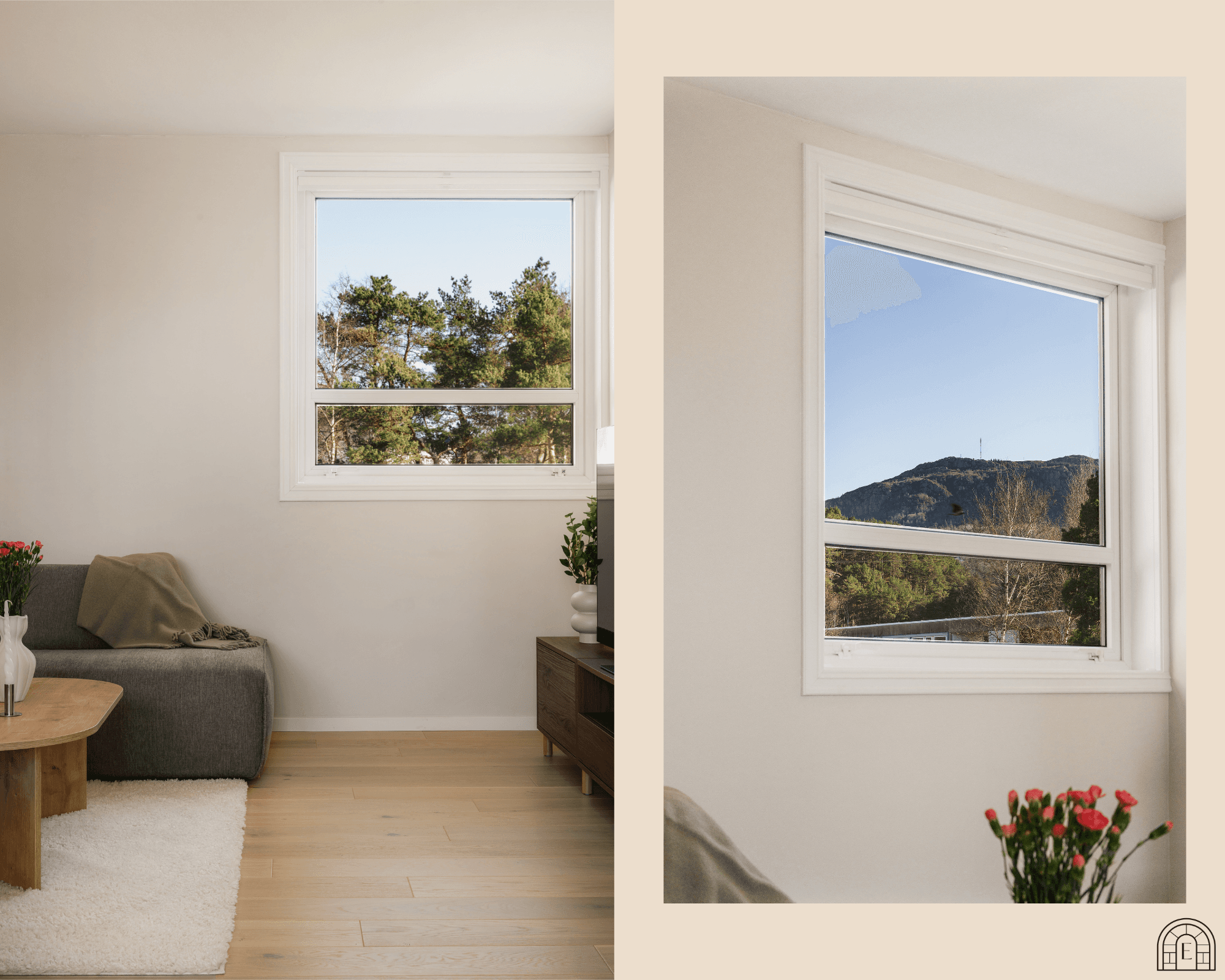 - Utsikt mot flott natur fra stuevinduet -