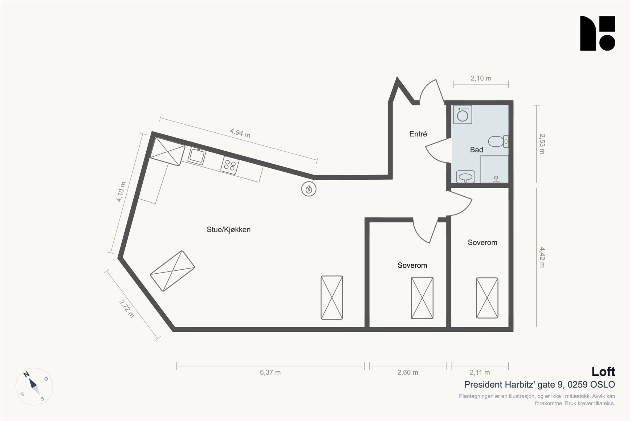 Plantegning 5.etg (loftsetasje).