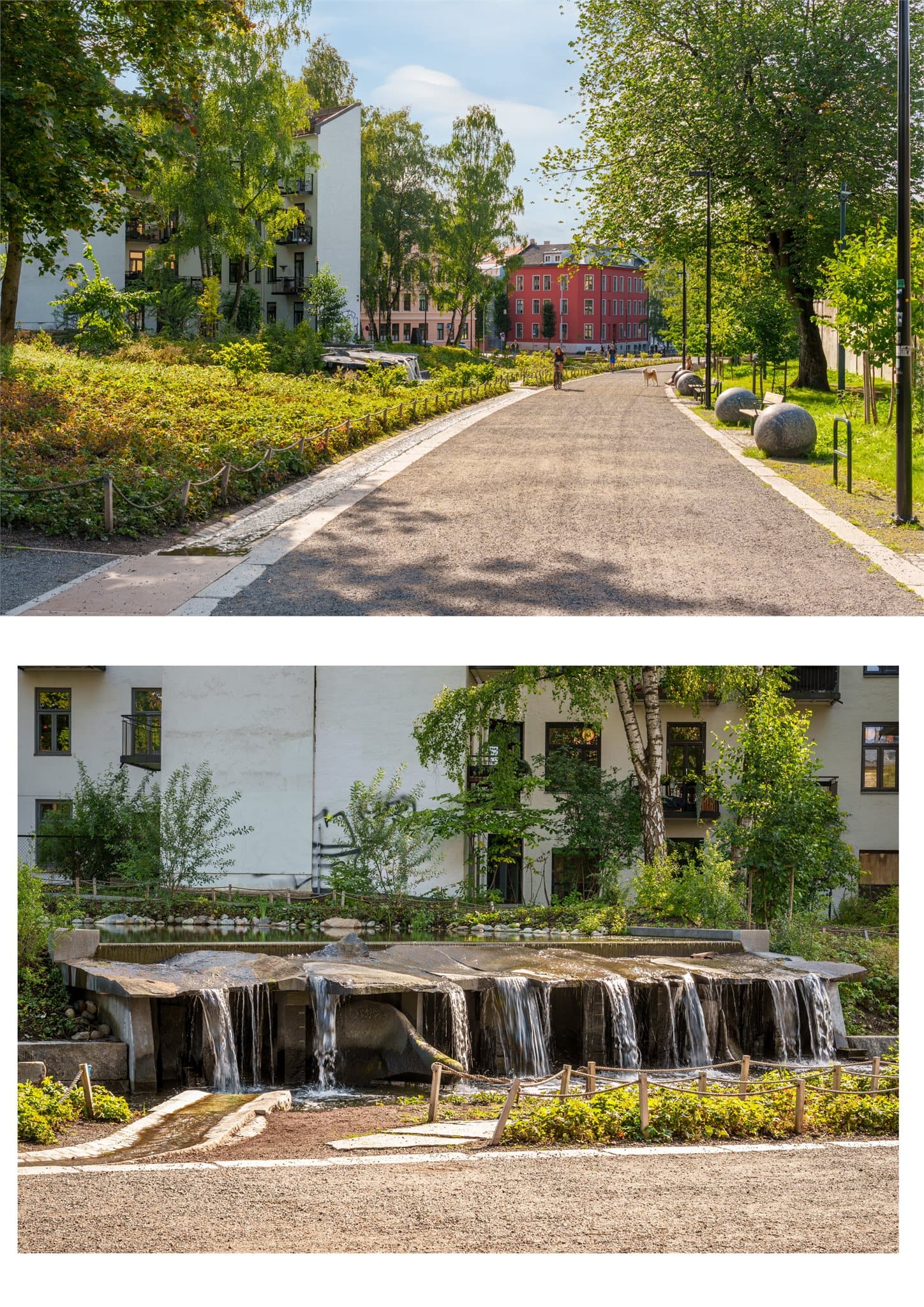 Klosterenga park ligger like ved leiligheten. Her har du turstier og små elver som renner gjennom parkern.