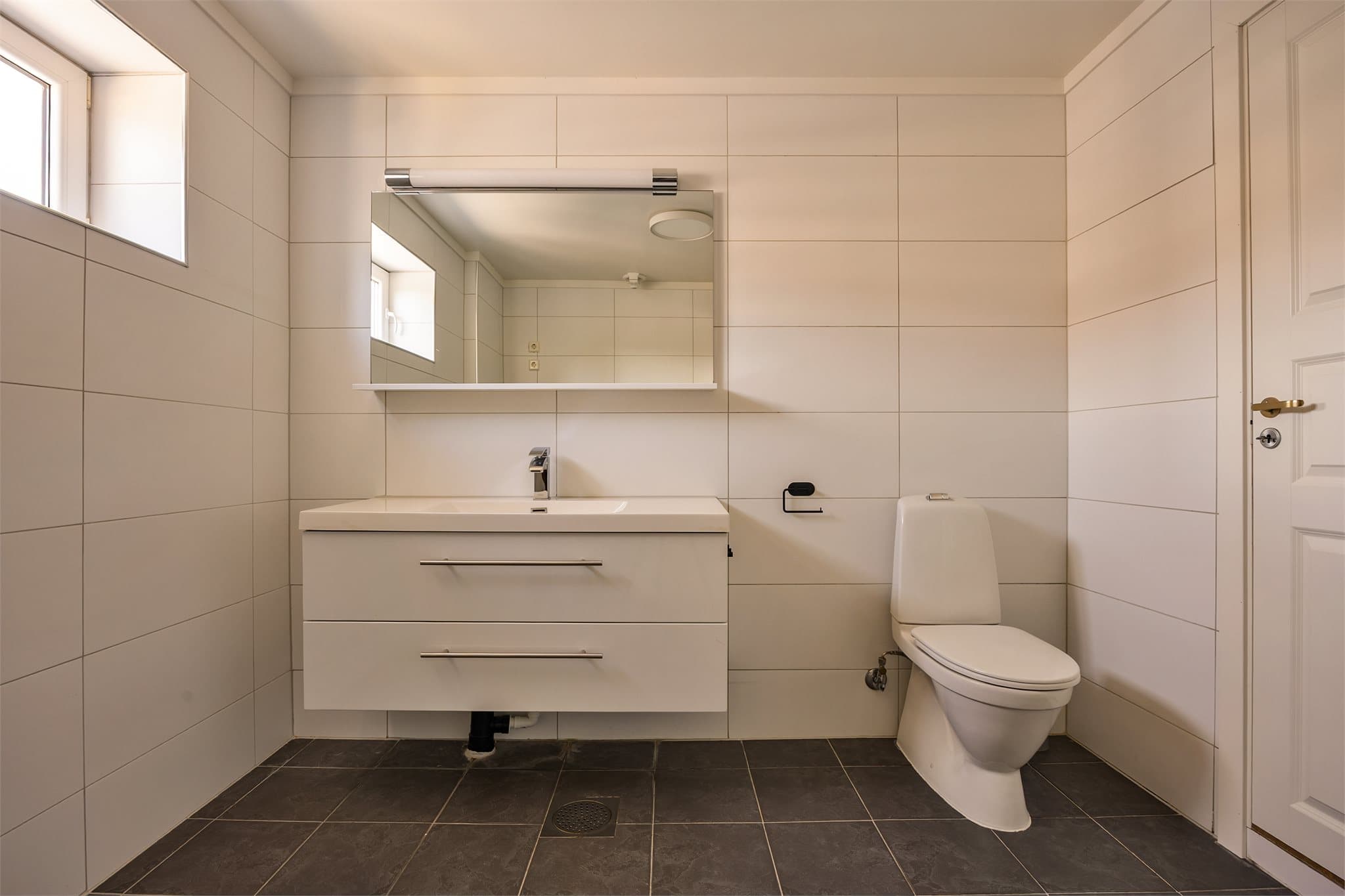 Flislagt bad med varmekabler i gulv