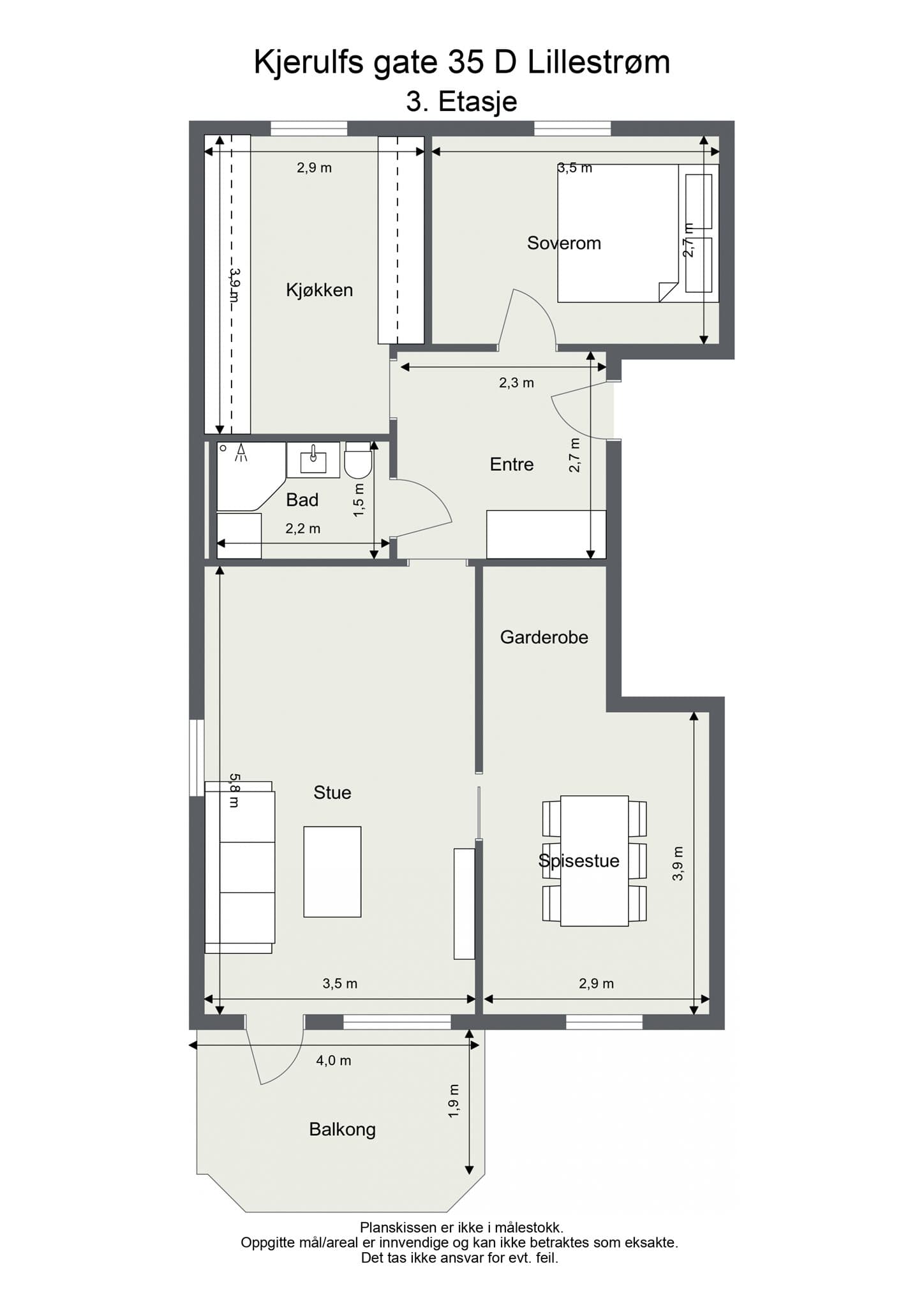 - Kjerulfs gate 35 D Lillestrøm - 2D - 3. Etasje -