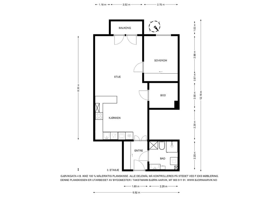 Leiligheten disponerer en kjellerbod på 5 m².