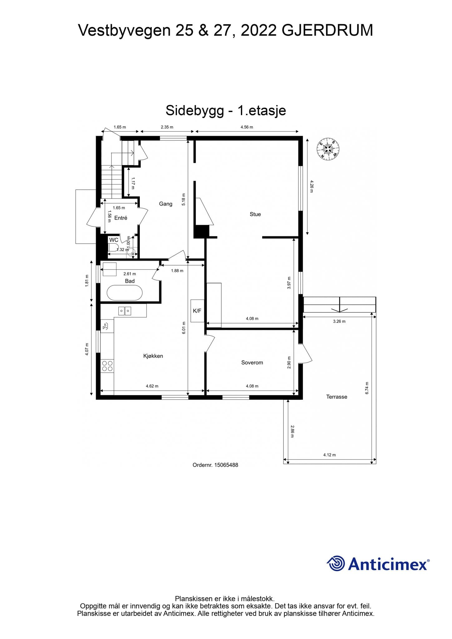 Plantegning 1. etasje kårbolig.