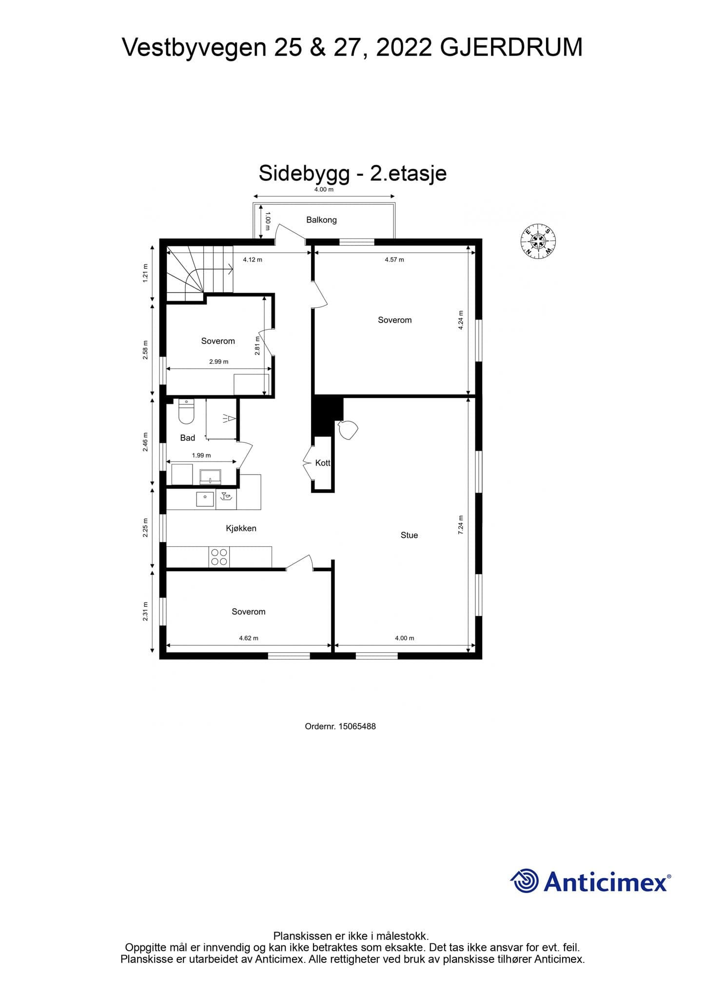 Plantegning 2. etasje kårbolig.