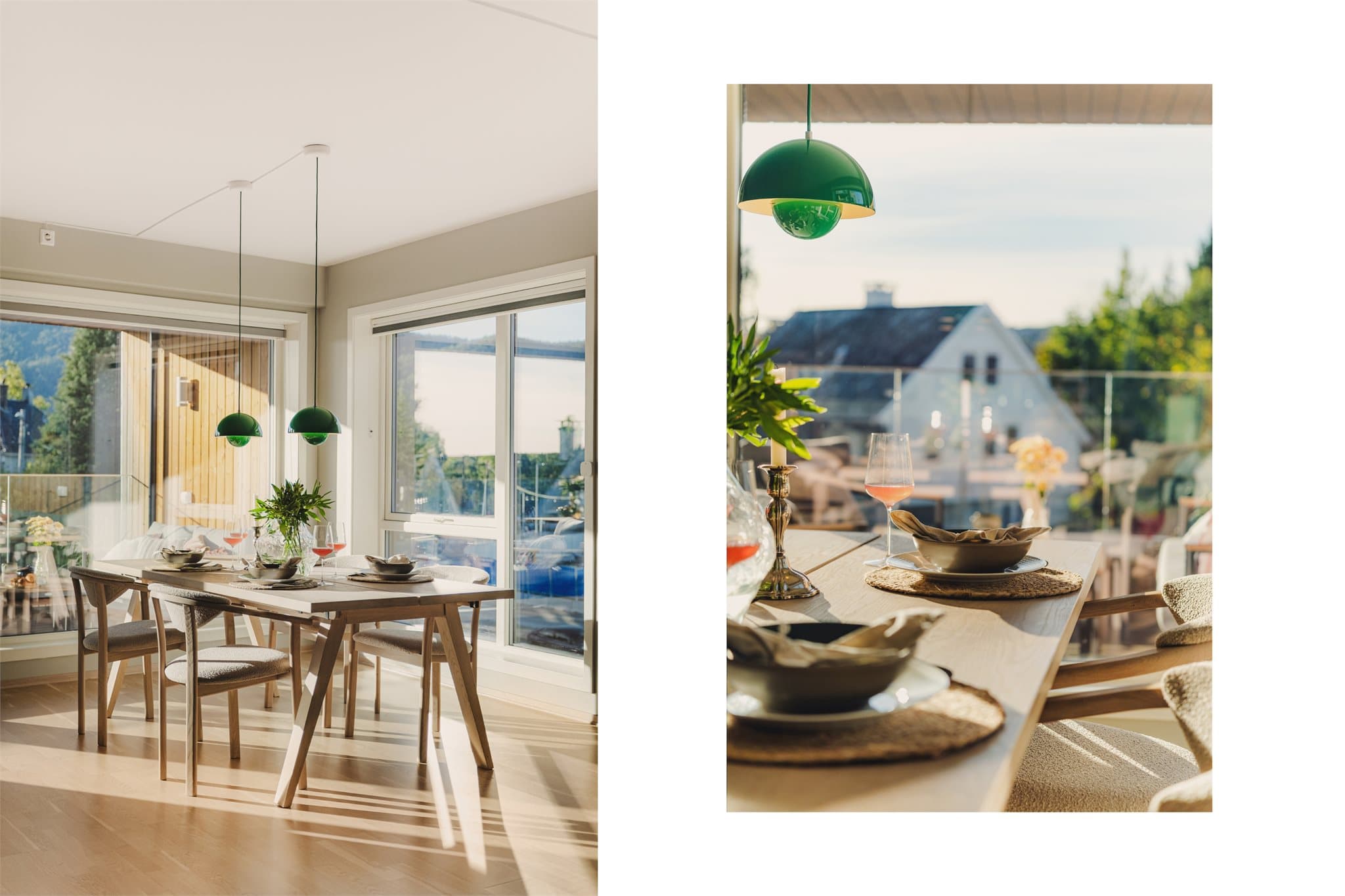 - Utformingen av stue/kjøkken gir rom for spisebord og sofagruppe i hver sin naturlig sone -
