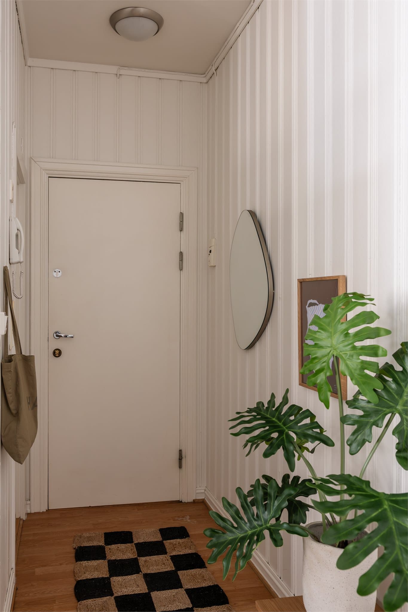 Gangen har god plass til knaggrekke for oppheng av tøy.