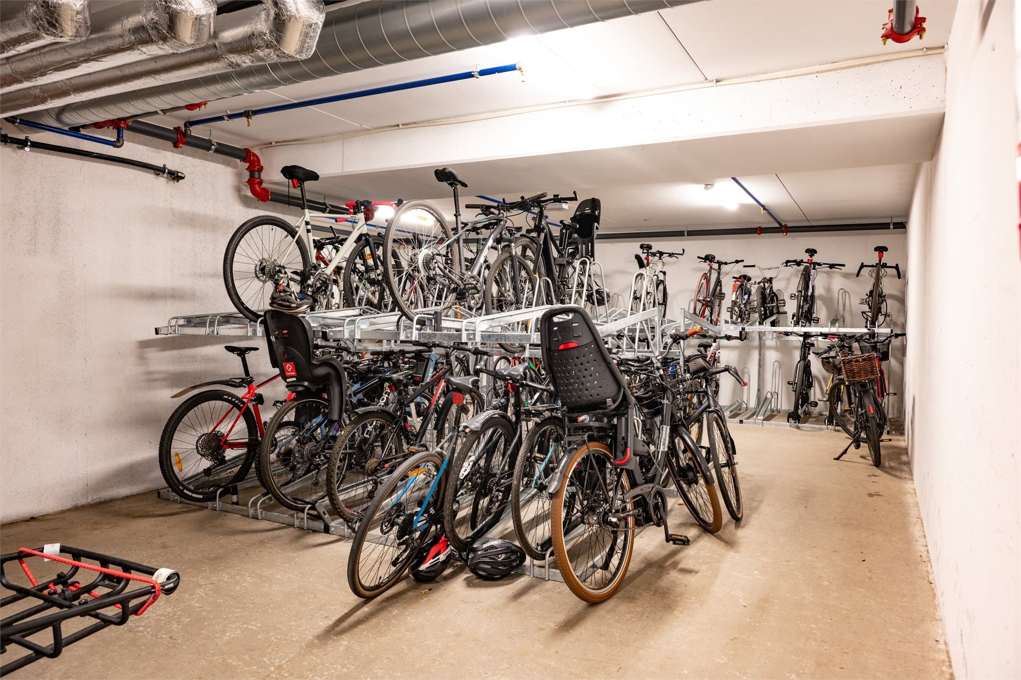 Felles innvendig sykkelparkering.