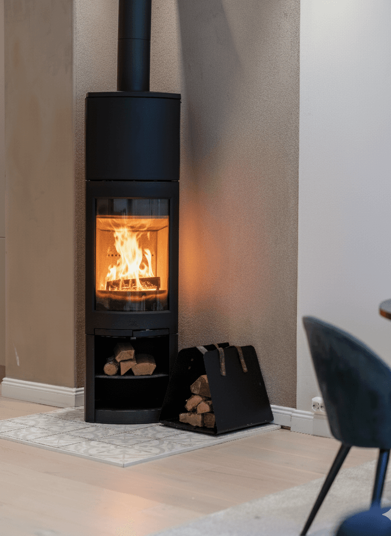 Peisovnen gir både effektiv varme og en hyggelig atmosfære.
