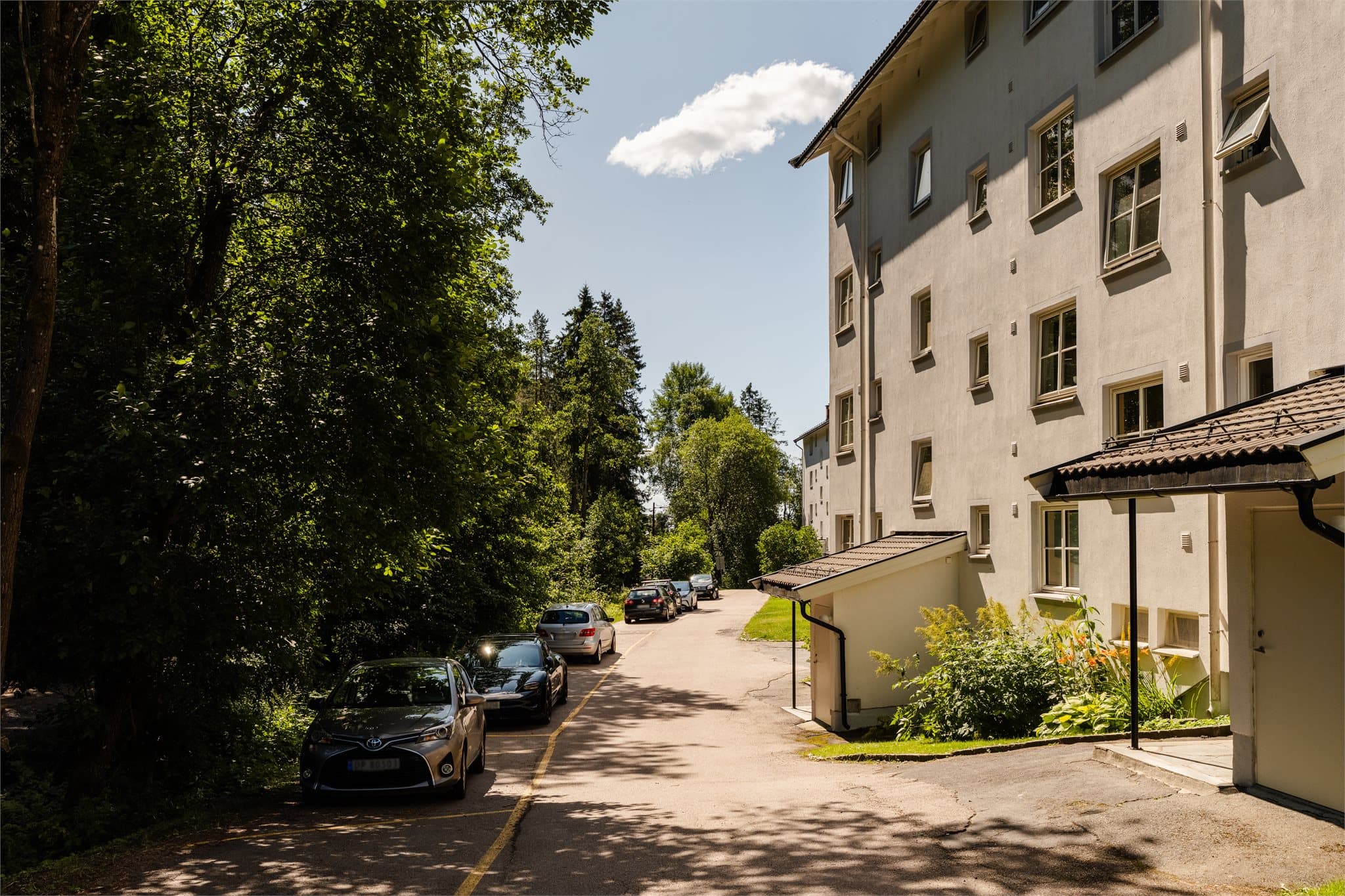 Marka ligger rett over veien fra inngangspartiet.