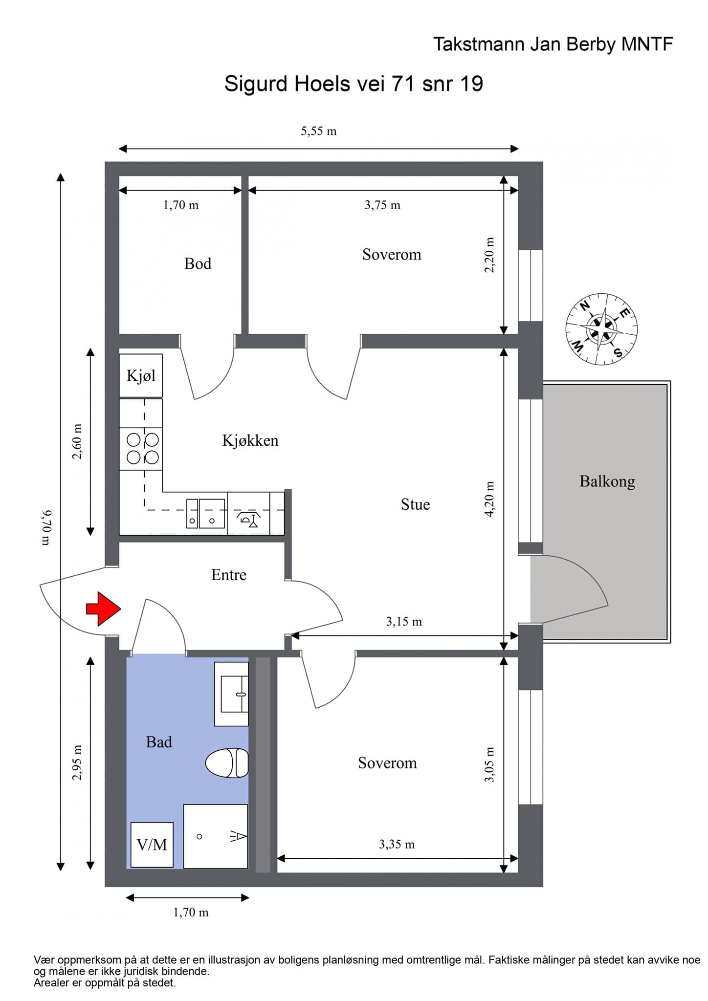 Plantegning. I tillegg medfølger en bod i kjelleren.