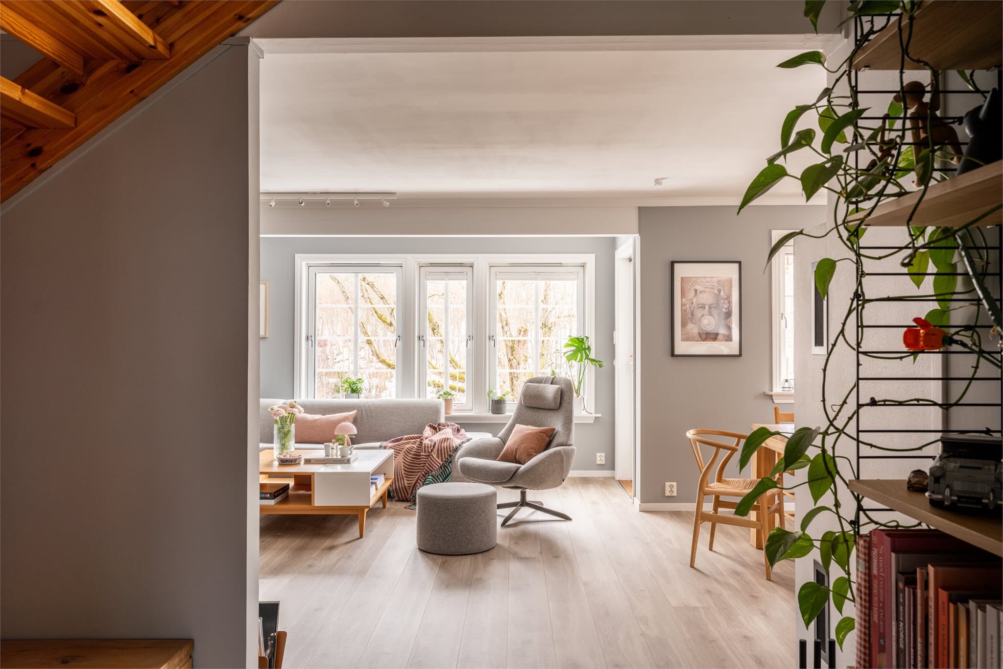 Det er lagt varmefolie i hele første etasje.