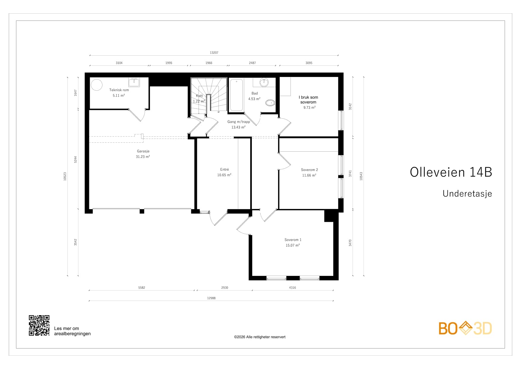 Plantegning for underetasjen.