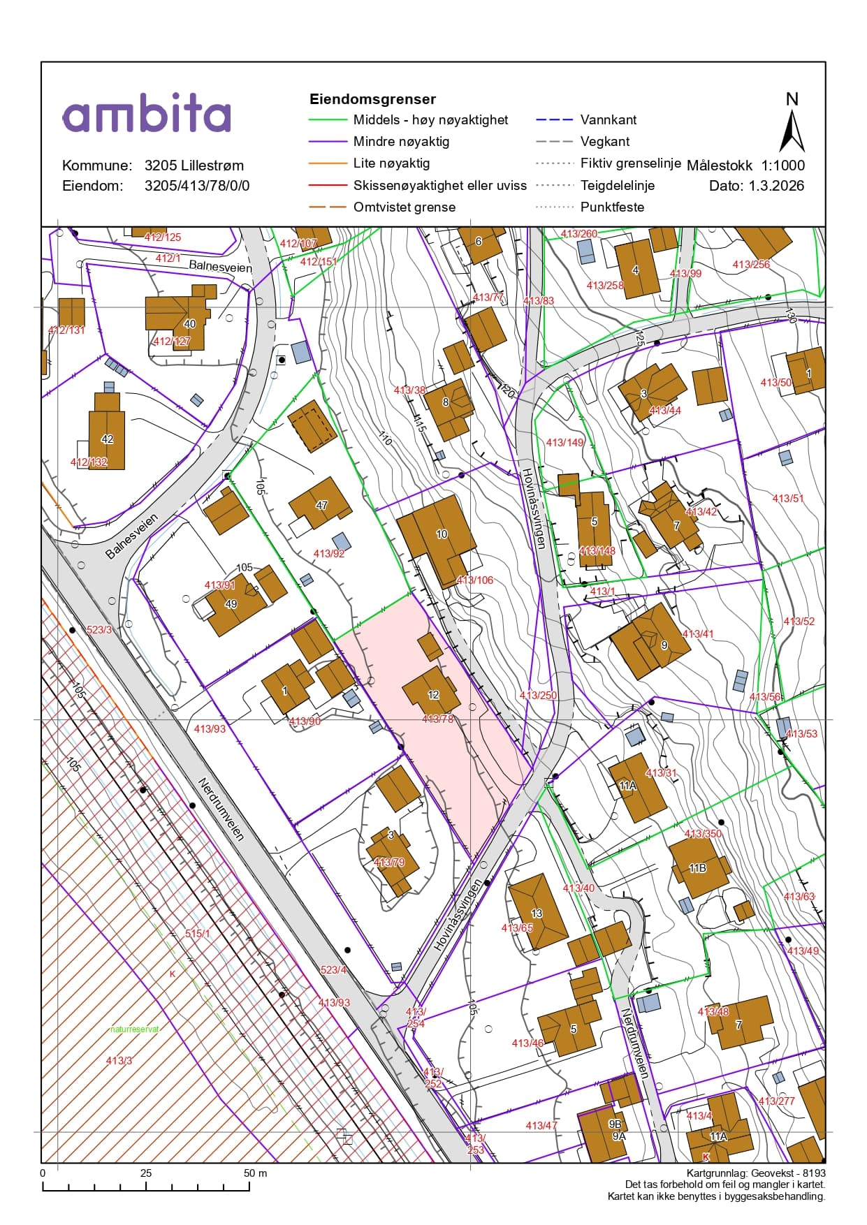 Eiendomskart med grenser