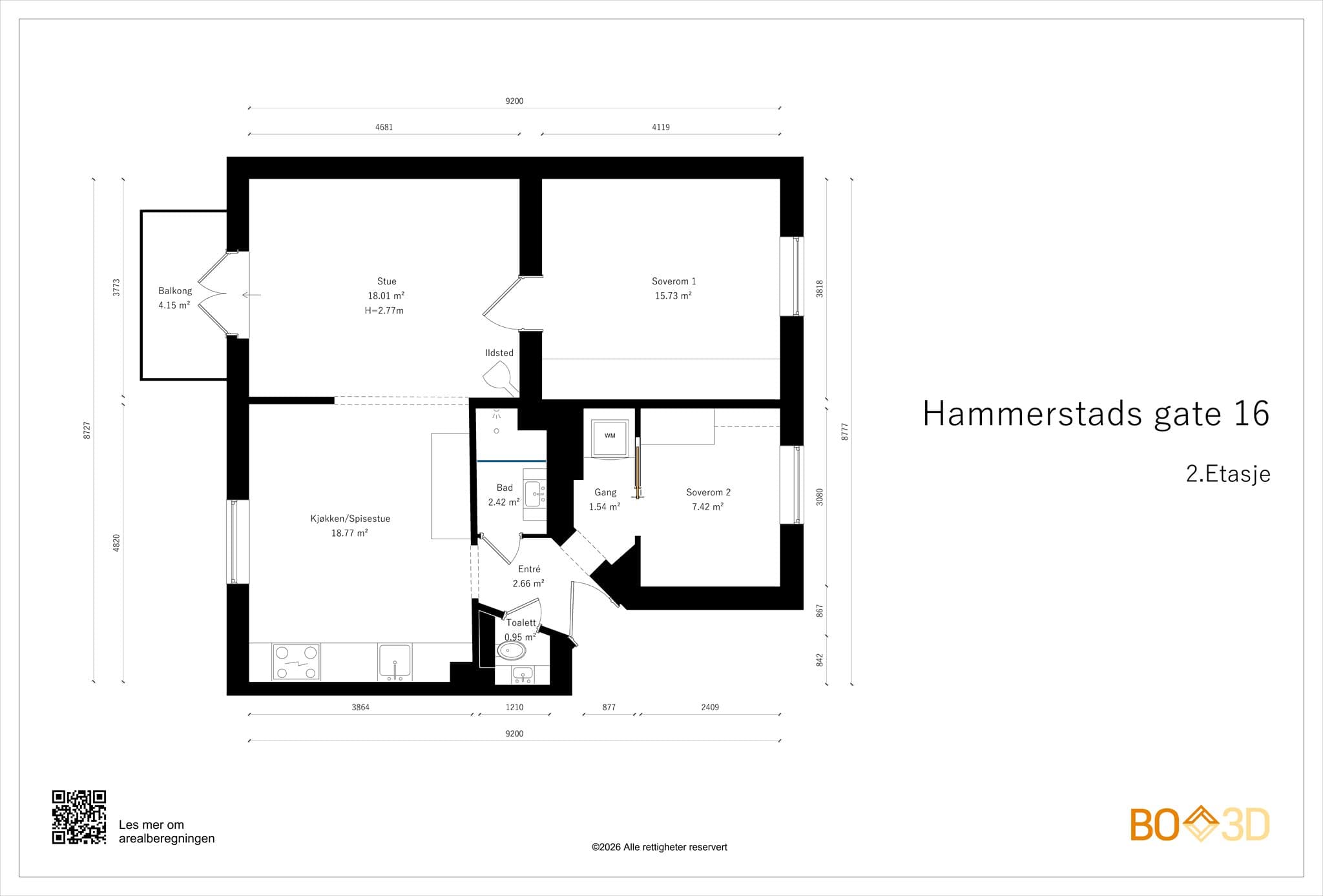 Plantegning - alle rommene er romslige med fine og naturlige soner for innredning.