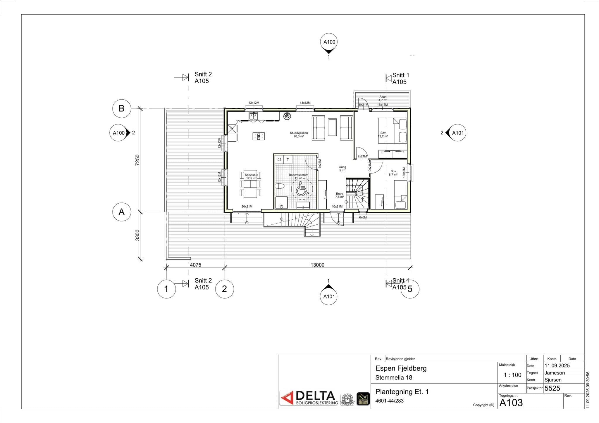 - Plantegning 1. etasje -