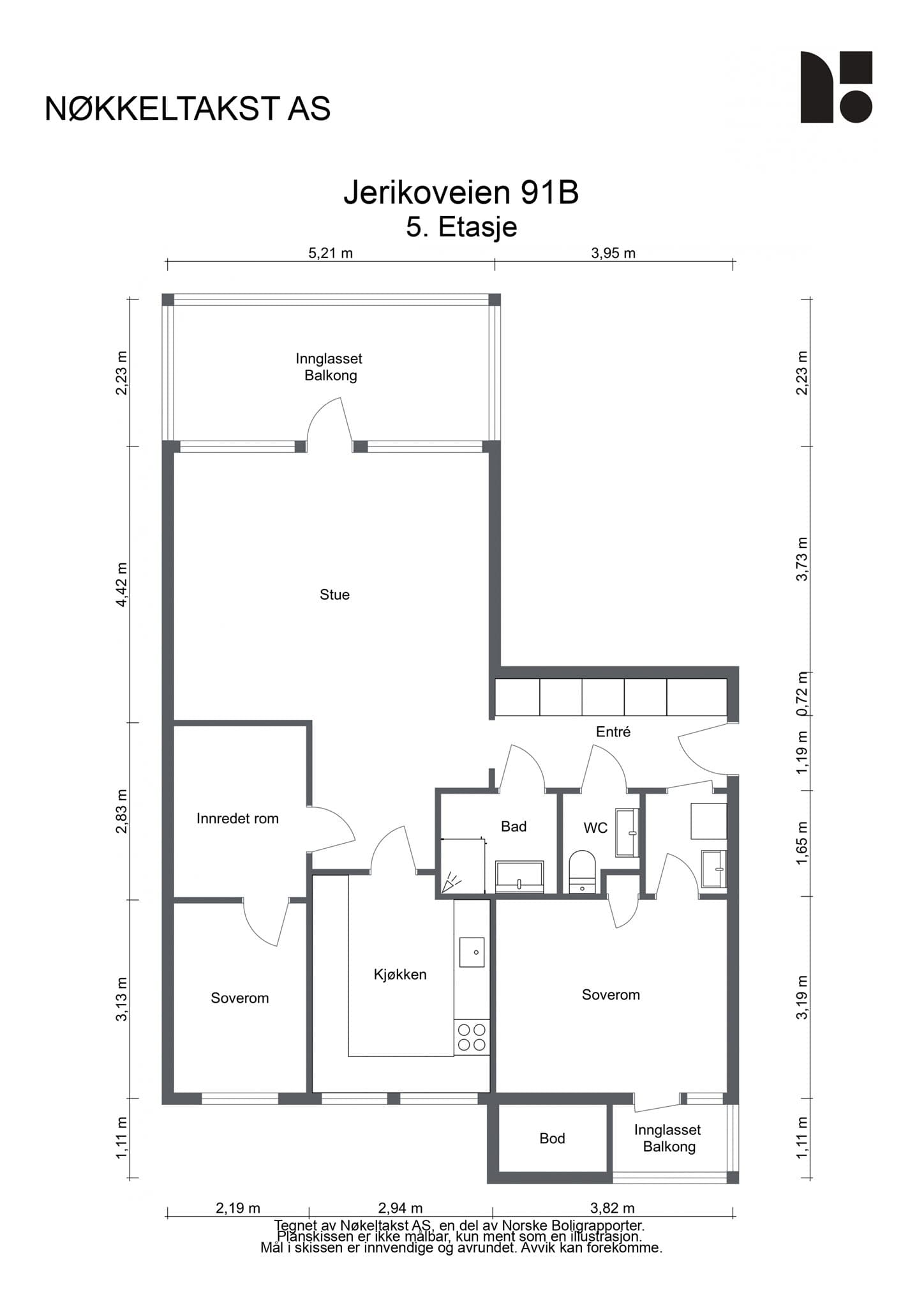 Plantegning - I tillegg disponerer leiligheten en bod i kjelleren