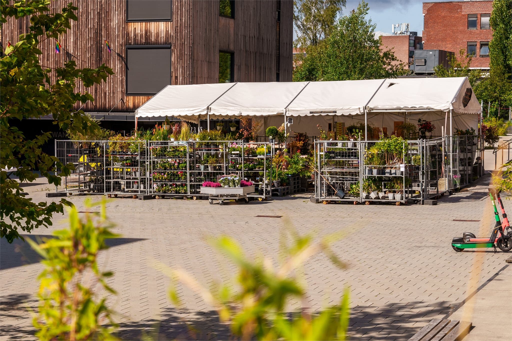 Området byr på en urban struktur med hyggelige torg og møteplasser.