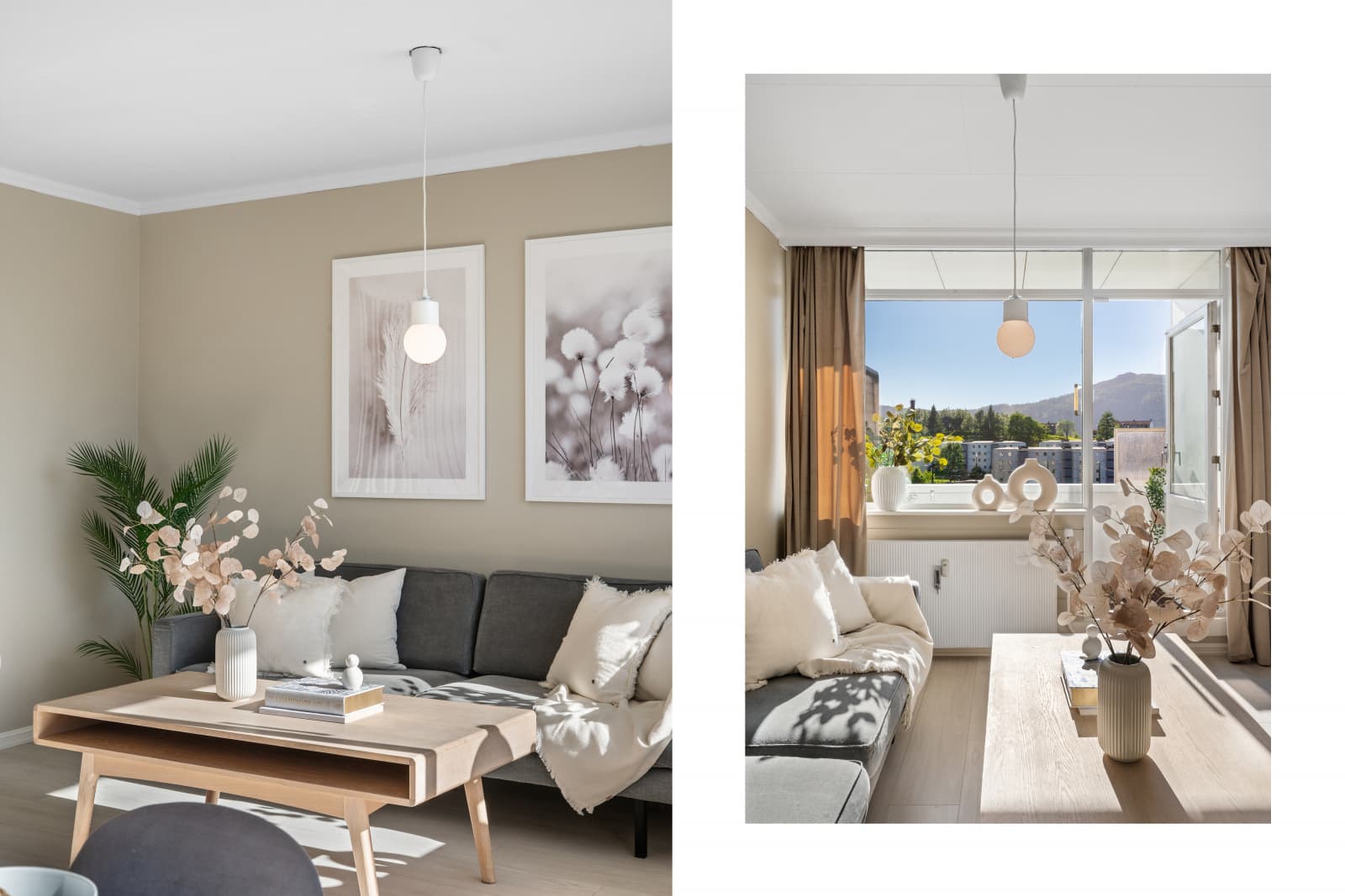 - Leiligheten har et totalt BRA-i på 70m² og inneholder trapp/gang, kjøkken, 2 soverom, bad og stue -