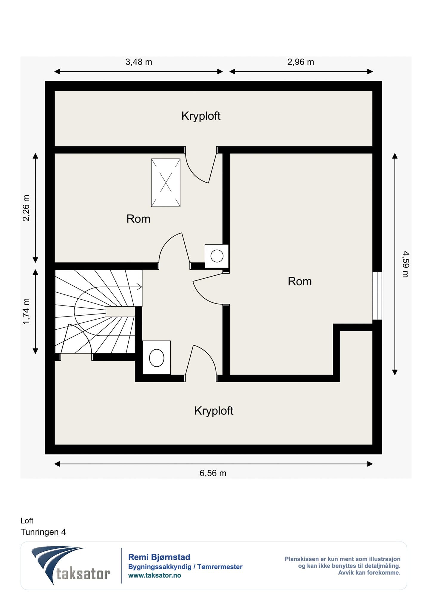 Plantegning loftsetasje.