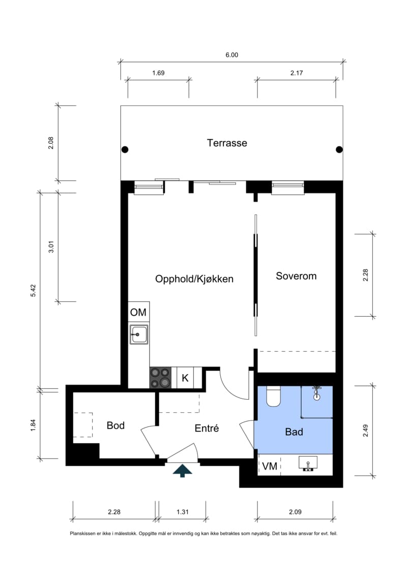Leiligheten er i byggets 3.etasje og det er heisadkomst.