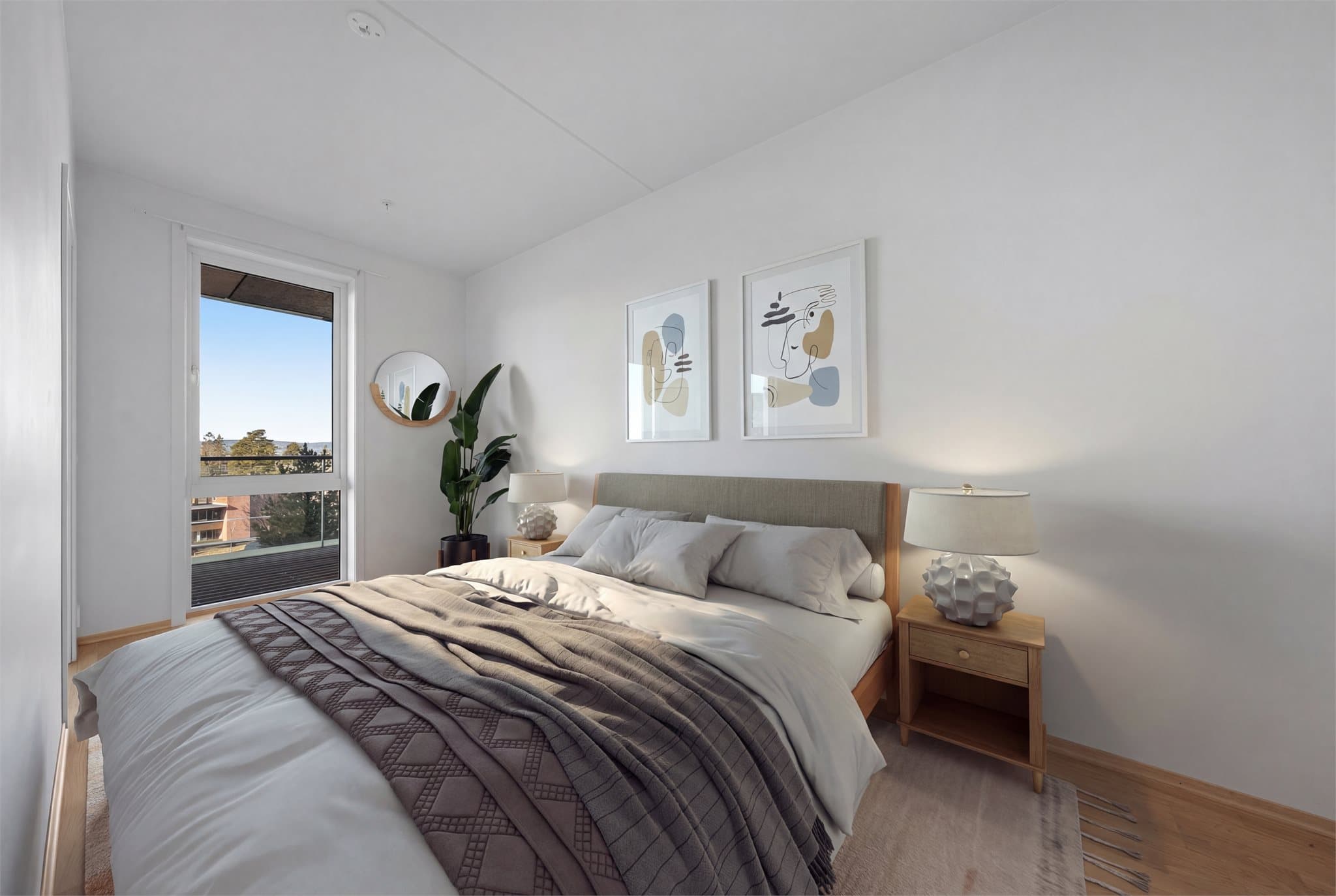 Soverommet er av god størrelse med plass til dobbeltseng og tilhørende møblement. Digitalt møblert.