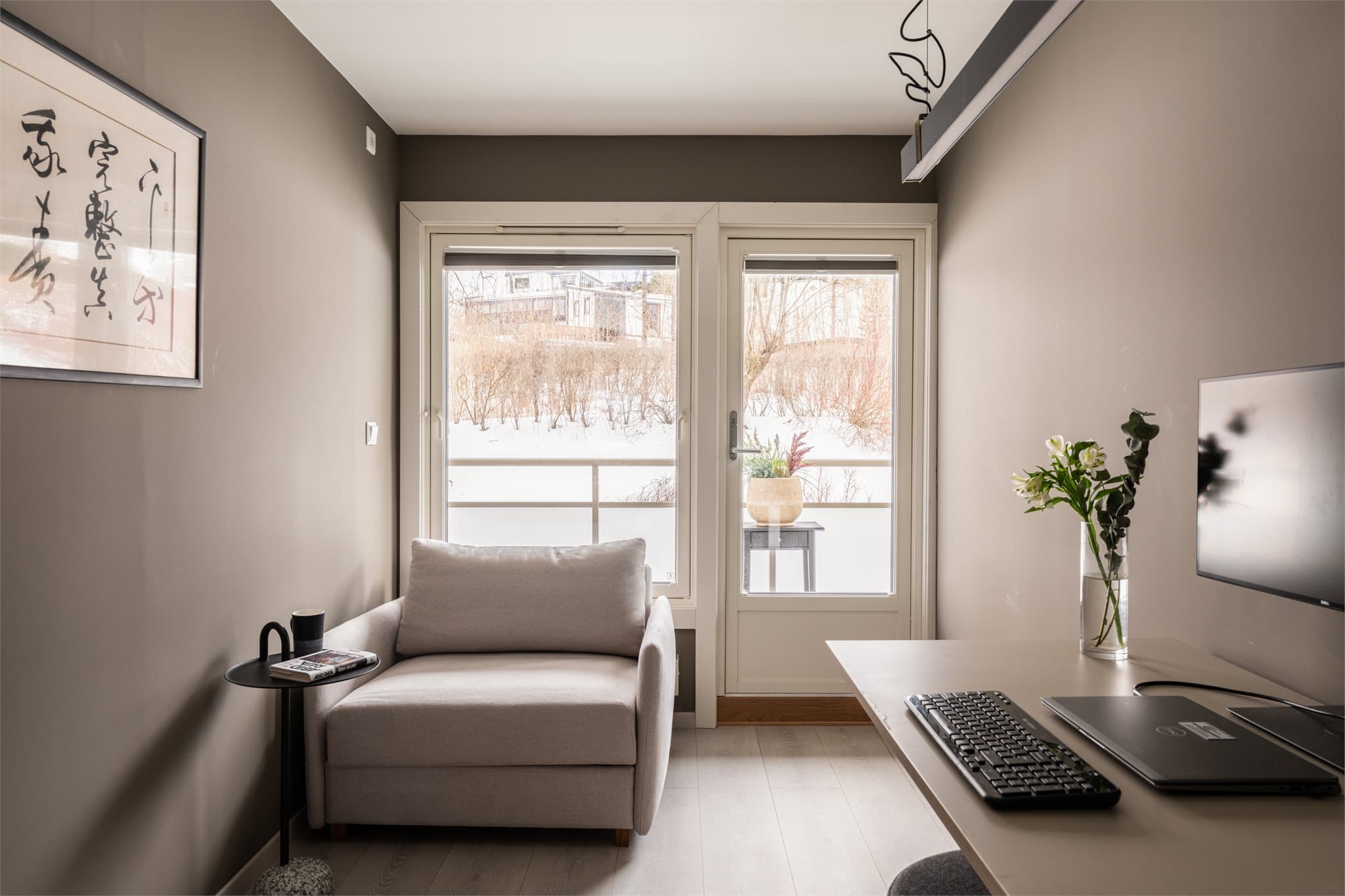 Det tredje soverommet har utgang til egen balkong og er ideelt som kontor.