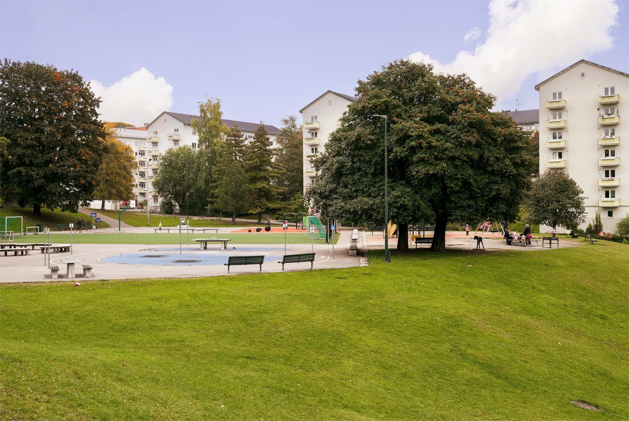 Kort gangavstand til Iladalen Park med store gressletter, ballbane og lekeplasser.