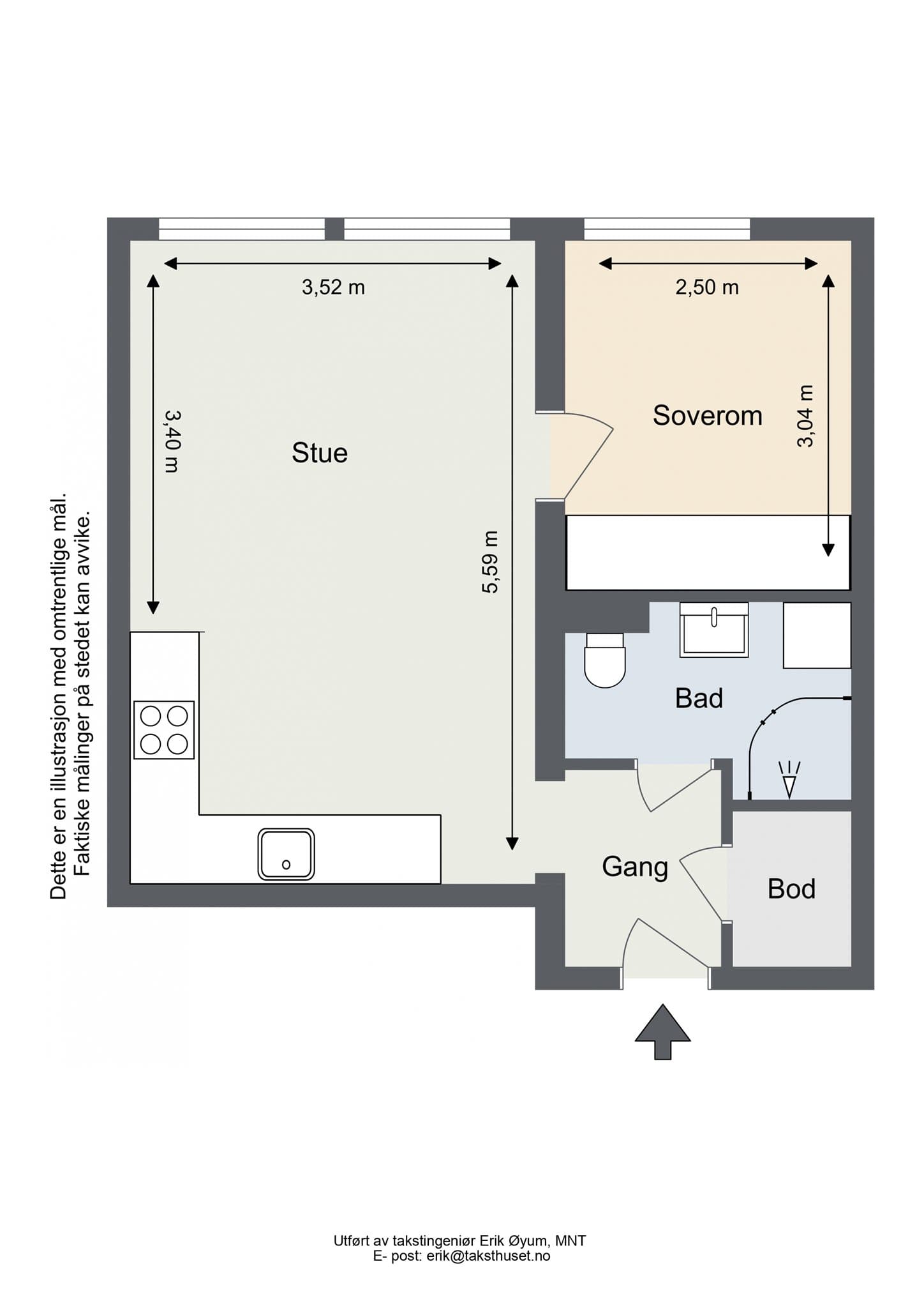 Plantegning. I tillegg medfølger bod i kjeller og på loft.