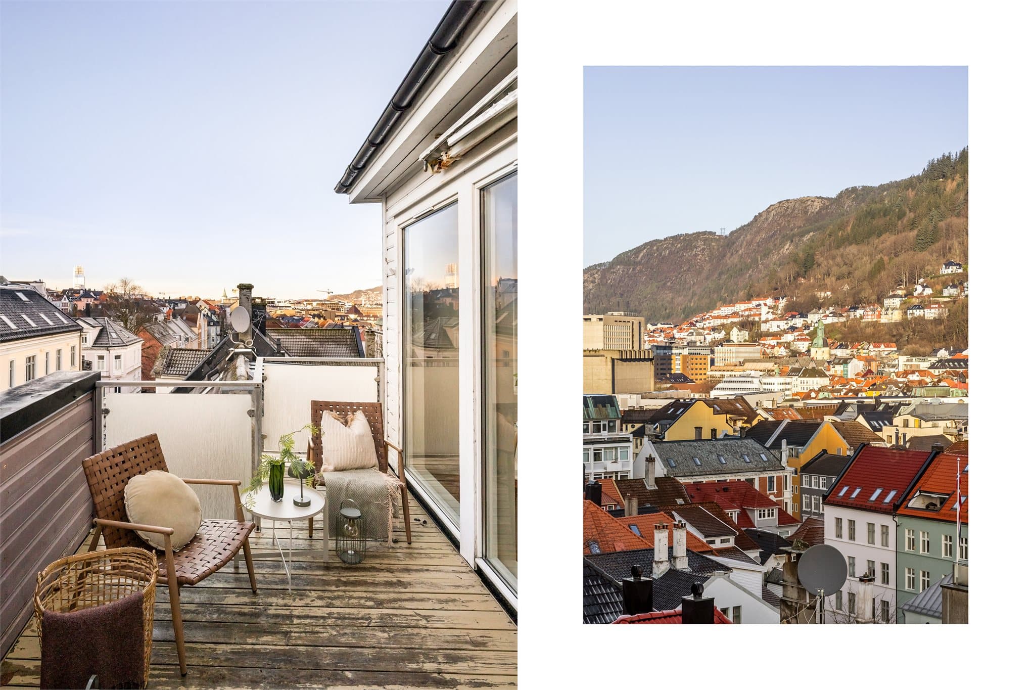 - Den private takterrassen måler 9,9m², og har svært gode solforhold, midtsommers -