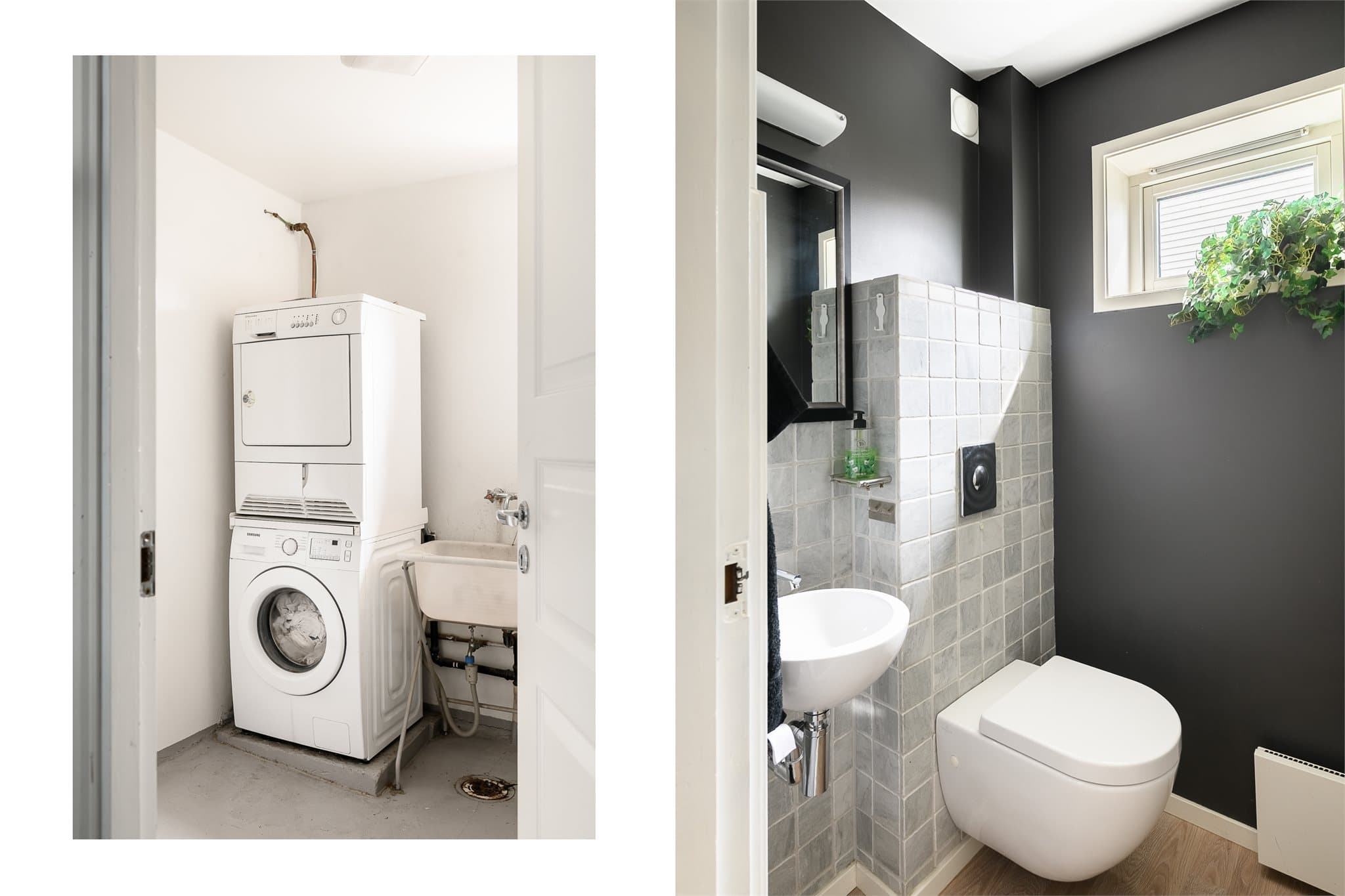 I underetasjen er det et pent, separat wc-rom og et separat vaskerom.