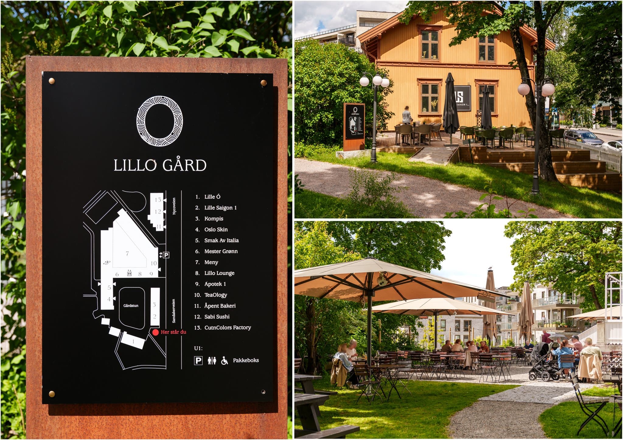 Lillo gård med et godt utvalg av spisesteder. Kanelbollene på åpent bakeri er helt rå!