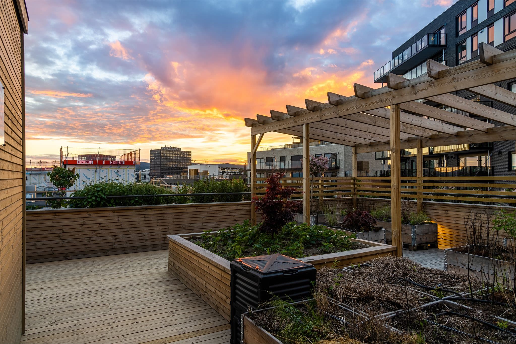Nydelig felles takterrasse som alle beboerne har tilgang til.