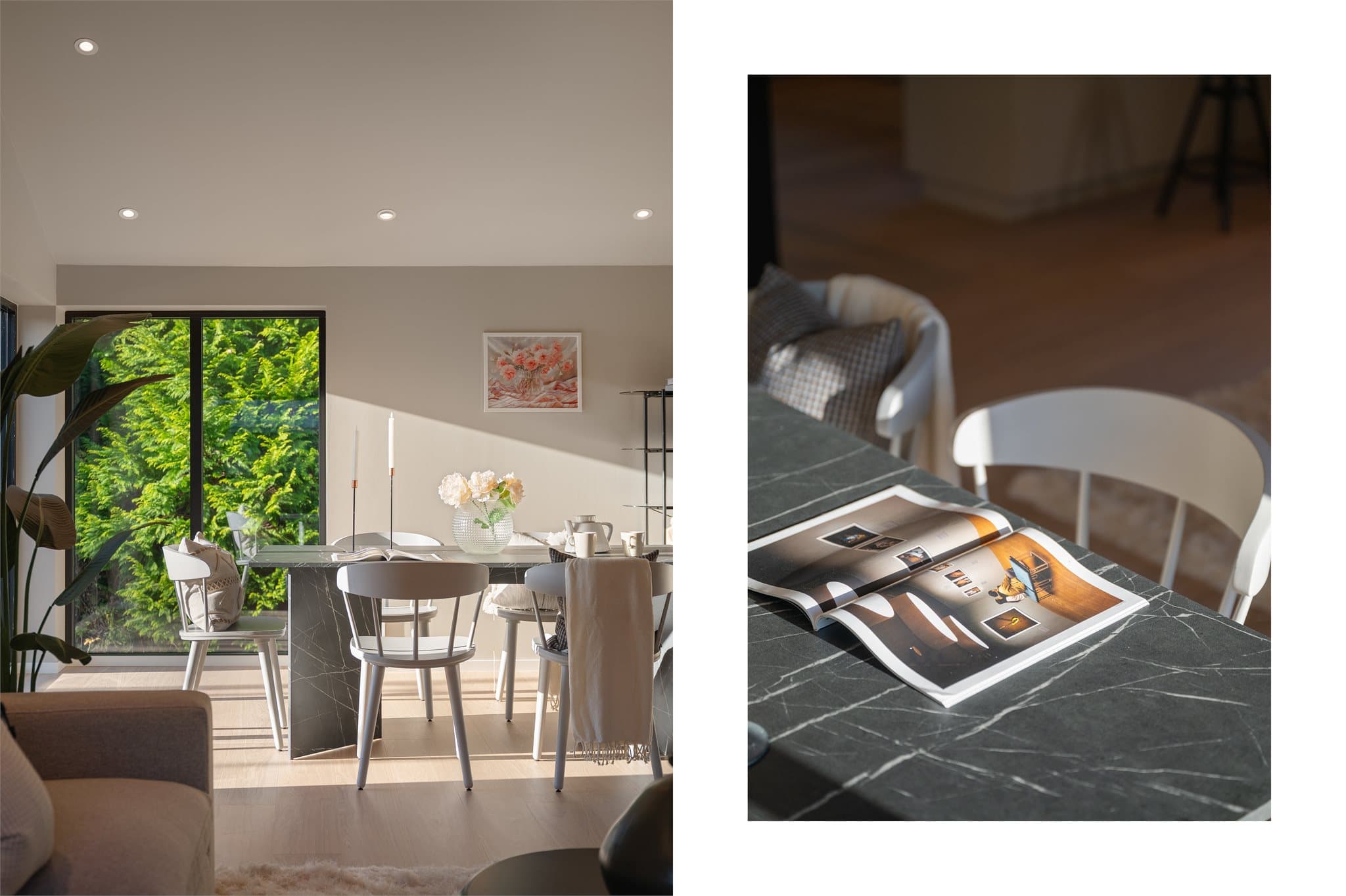 - Den åpne løsningen sørger for at man har god plass til spisebord -