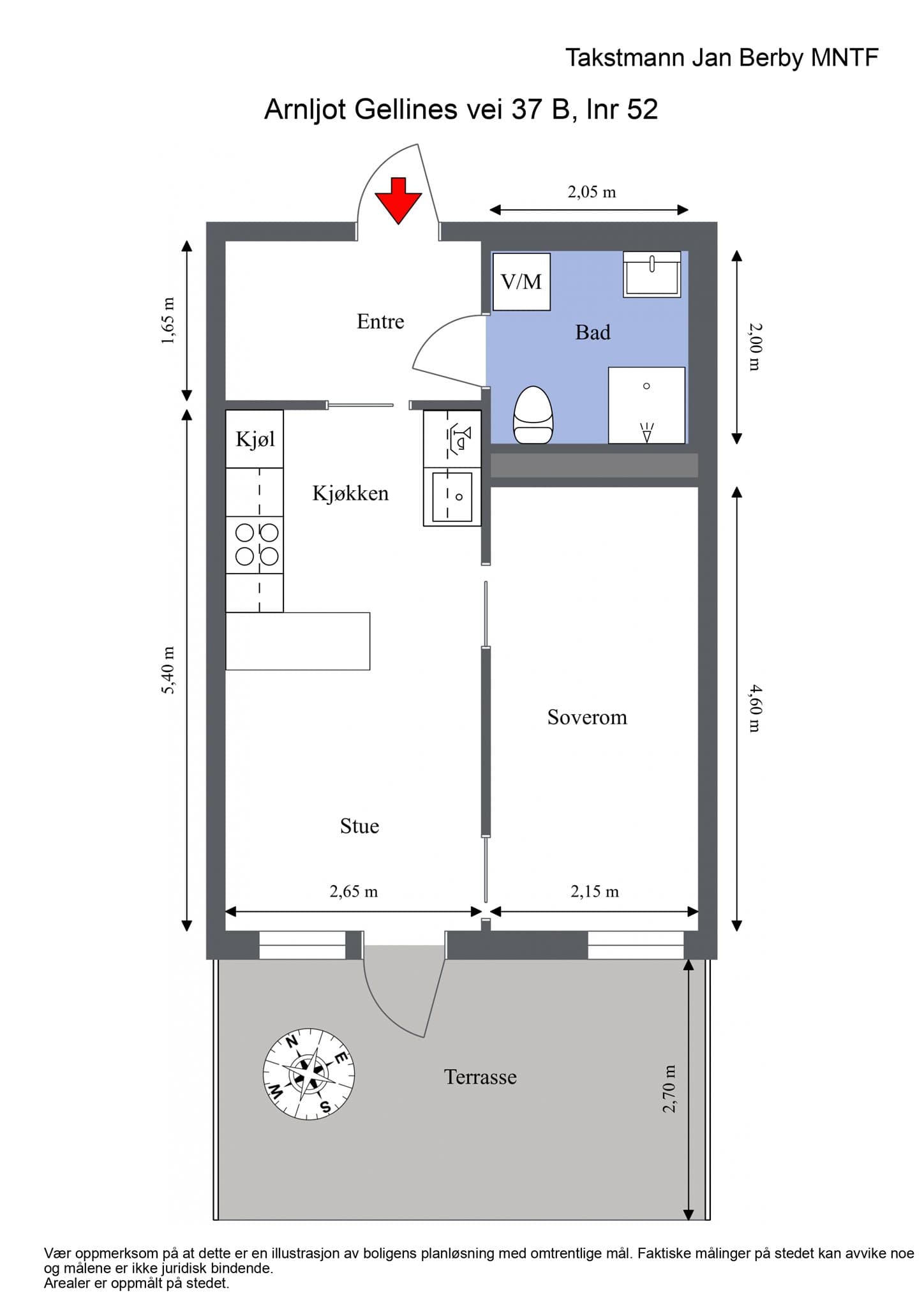 Plantegning. I tillegg medfølger en bod i kjelleren