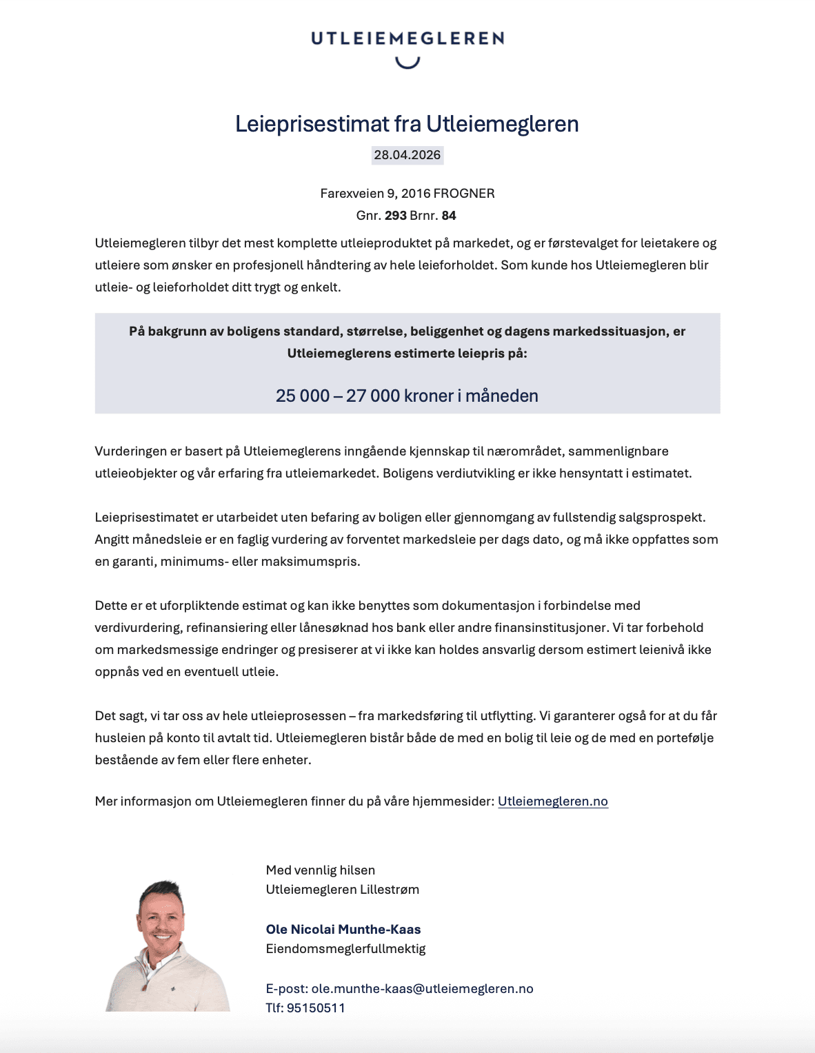 Leieprisestimat hoveddel