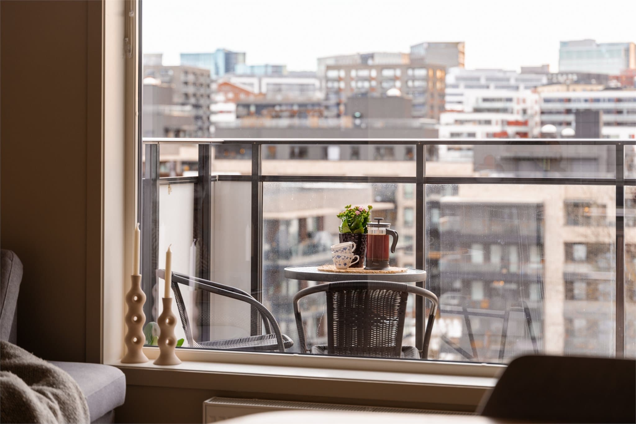 Her bor dere høyt og fritt med god avstand til blokkene rundt.