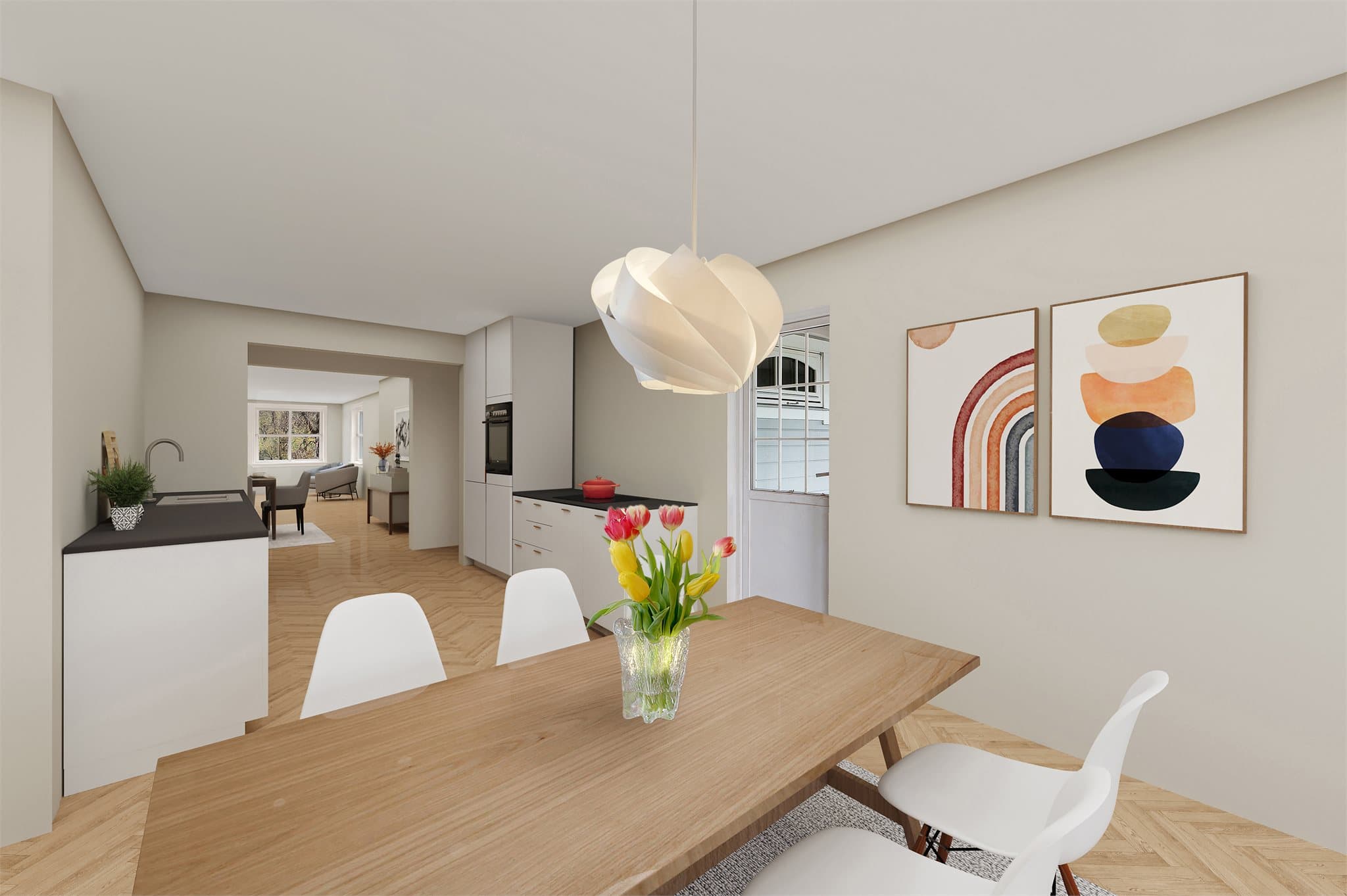 - God plass til en hyggelig spisegruppe (digitalt fremstilt) -