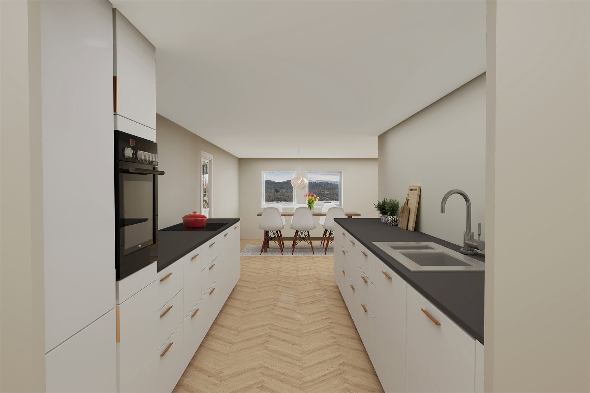 - Illustrasjonsfoto av kjøkken (digitalt fremstilt) -