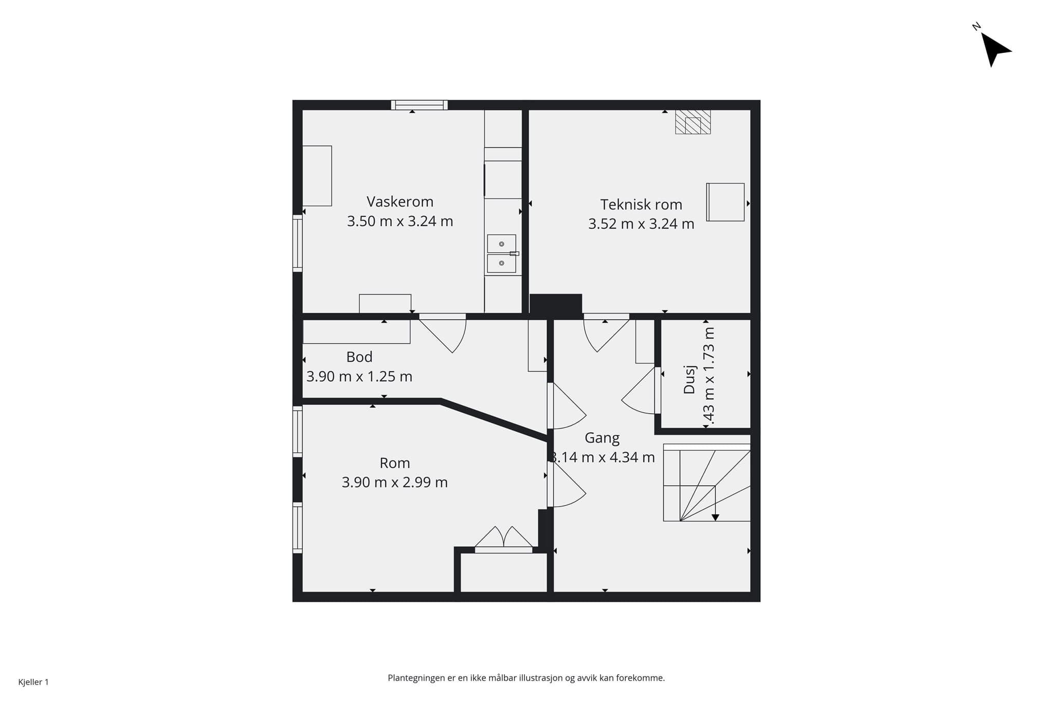 Plantegning kjeller.