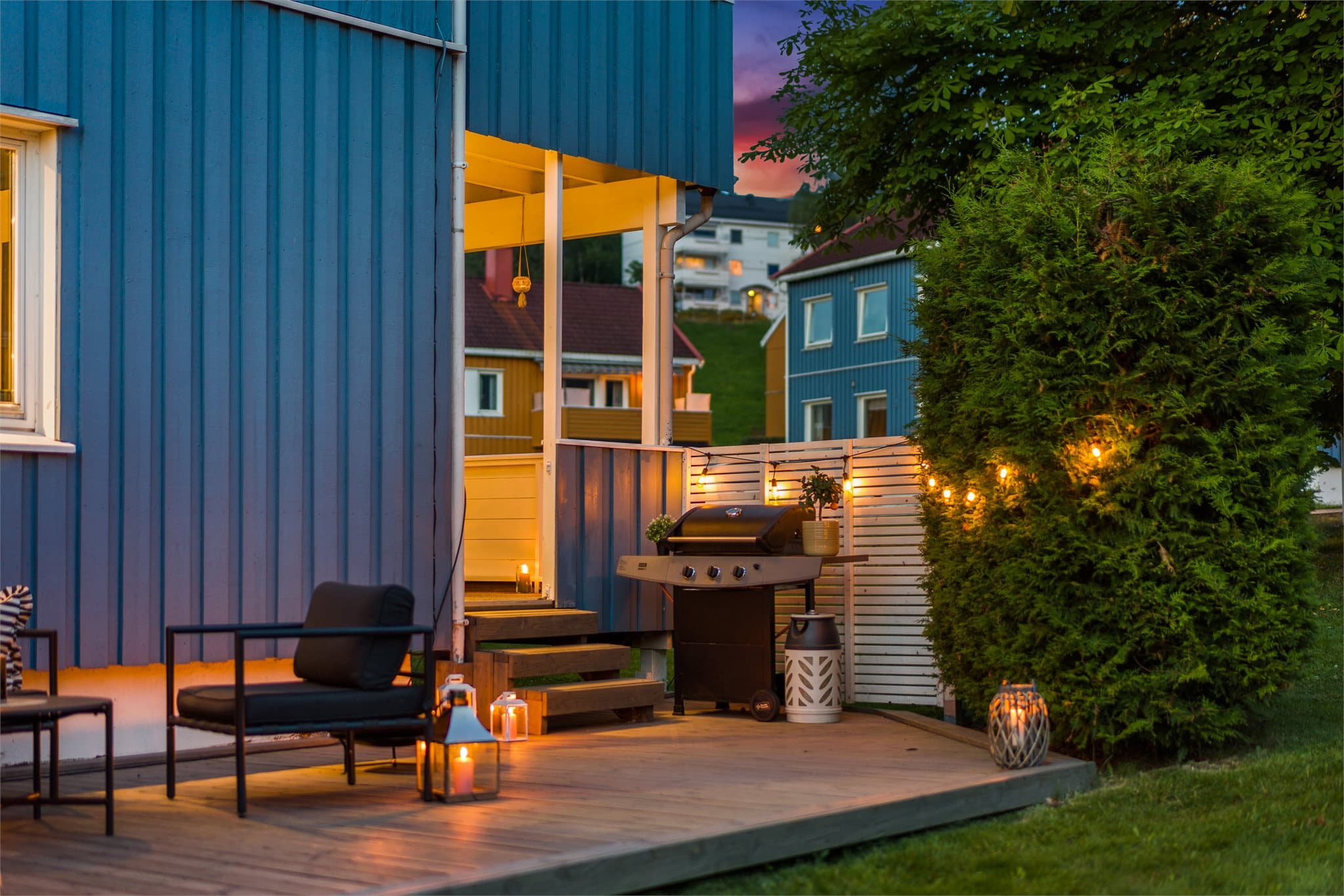 Her har du solen til den går ned, så her kan du nyte lange sommerkvelder.