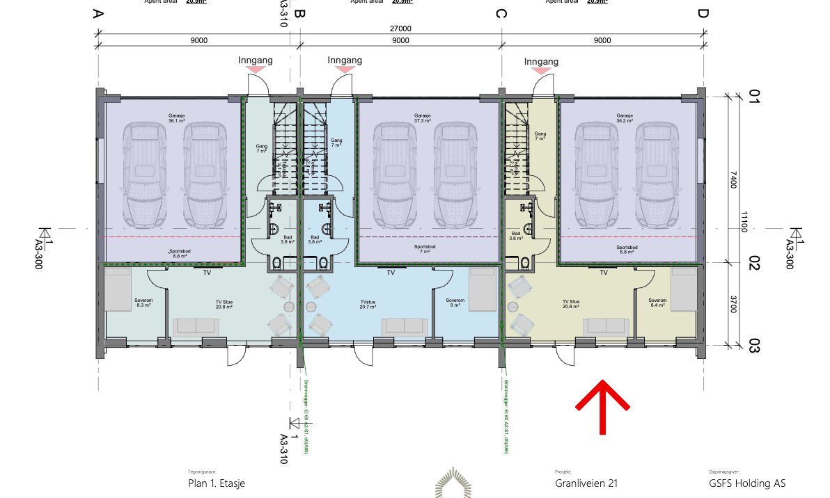 Arkitektens Tegninger 1.Etasje (Enheten til høyre)