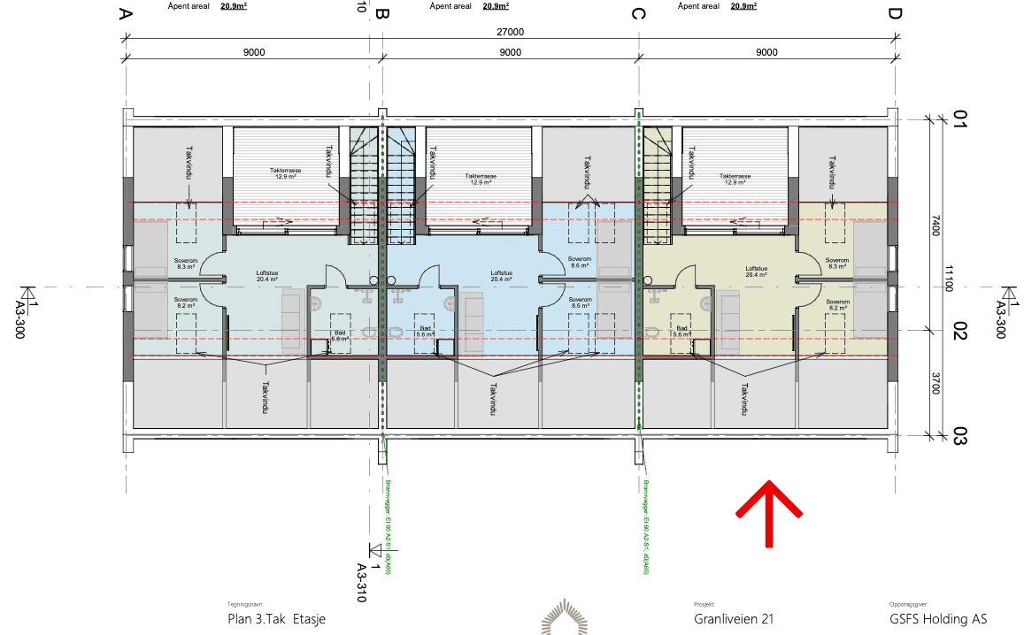 Arkitektens Tegninger 3.Etasje (Enheten til høyre)