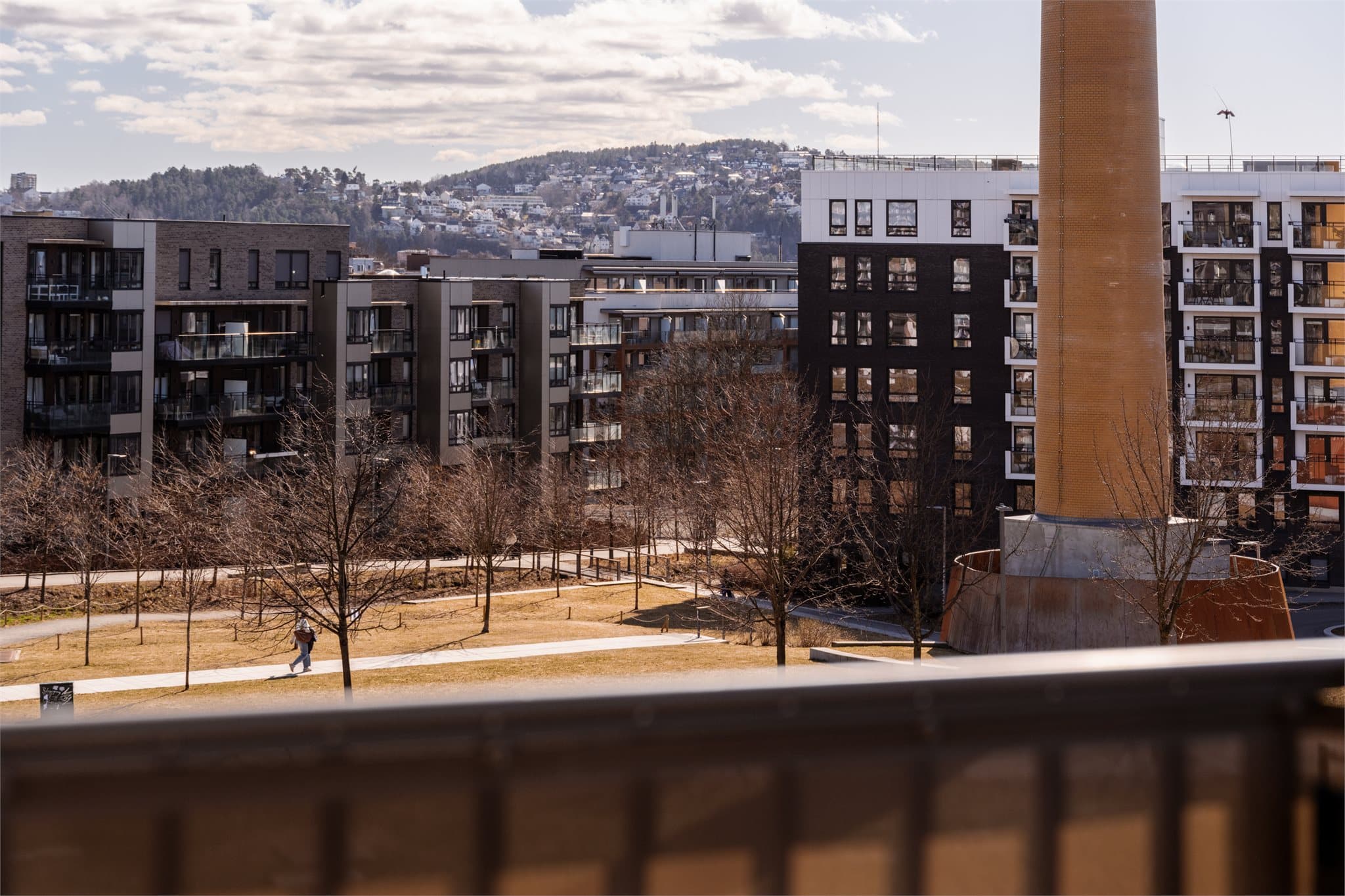 Sjeldent gode utsiktsforhold i området - mot Tiedemannsparken og Ekeberg