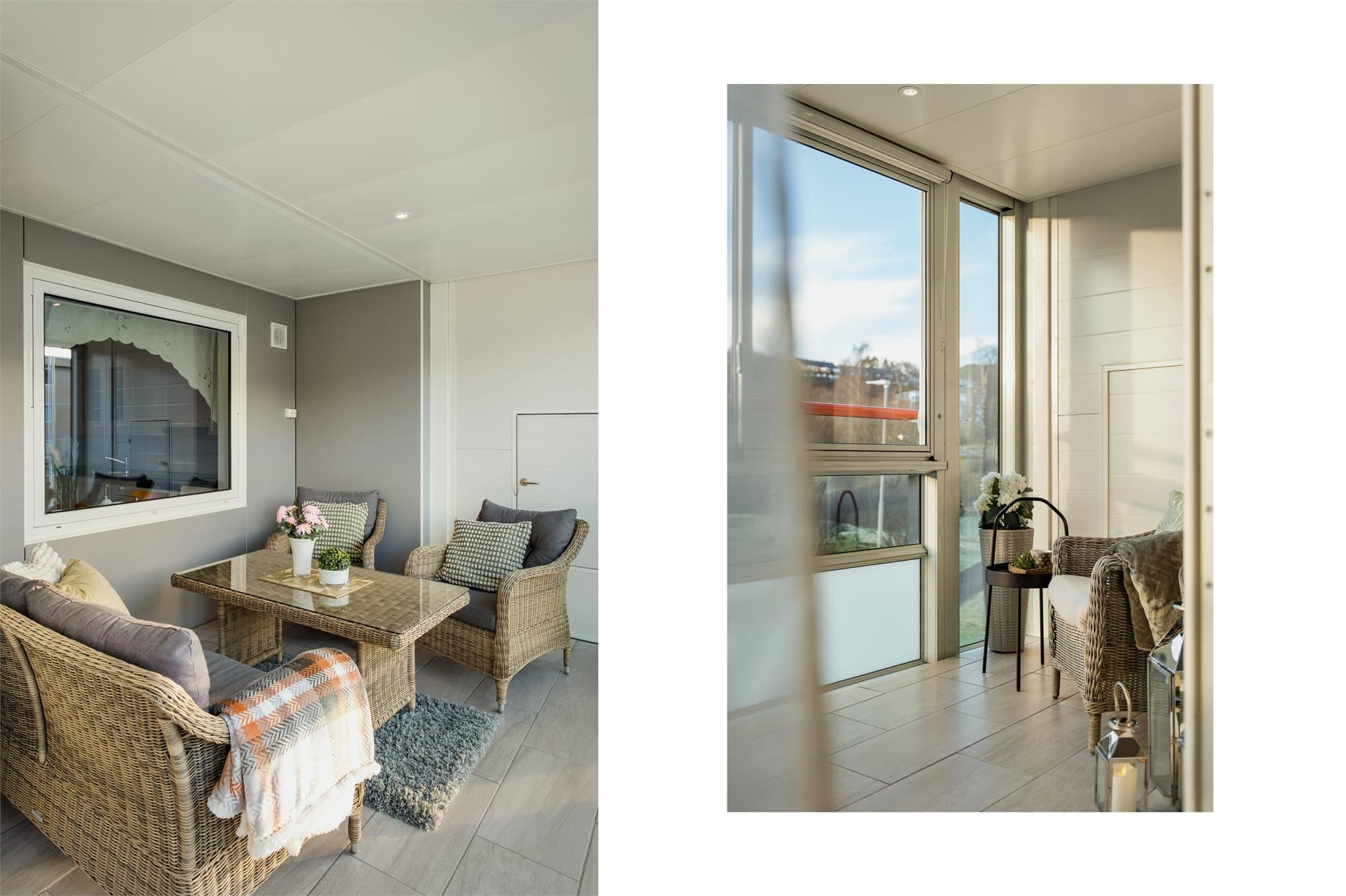 - Ved innglasset balkong er bruksmulighetene betraktelig større, og balkongen kan nytes uansett vær og vind -