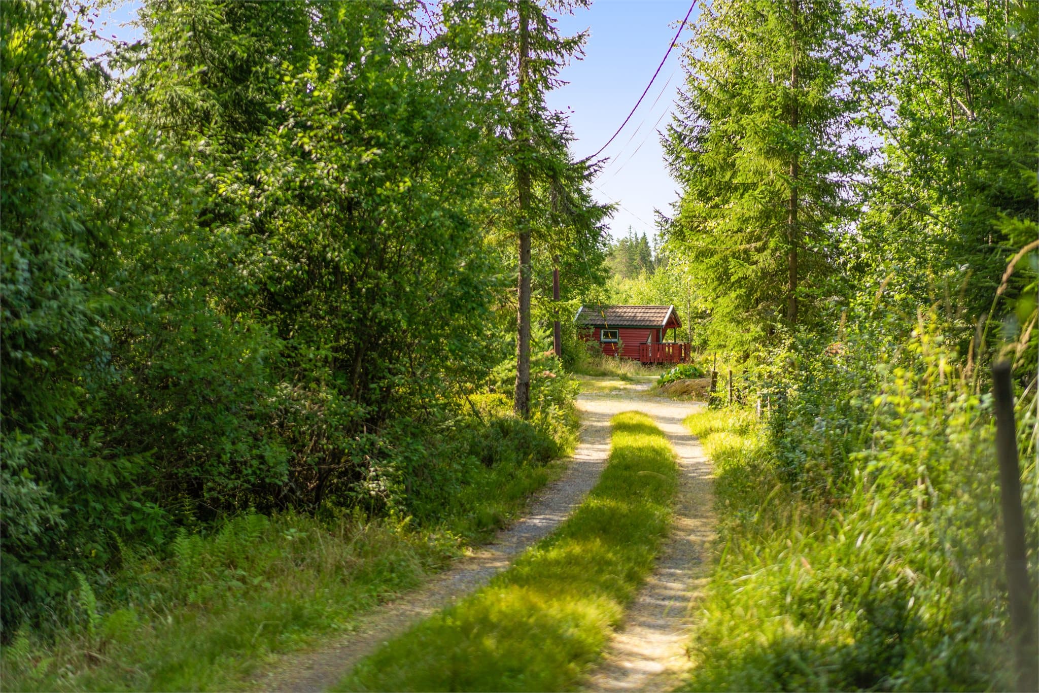 Adkomst via privatvei. Eiendommen ligger innerst så ingen forbigående trafikk