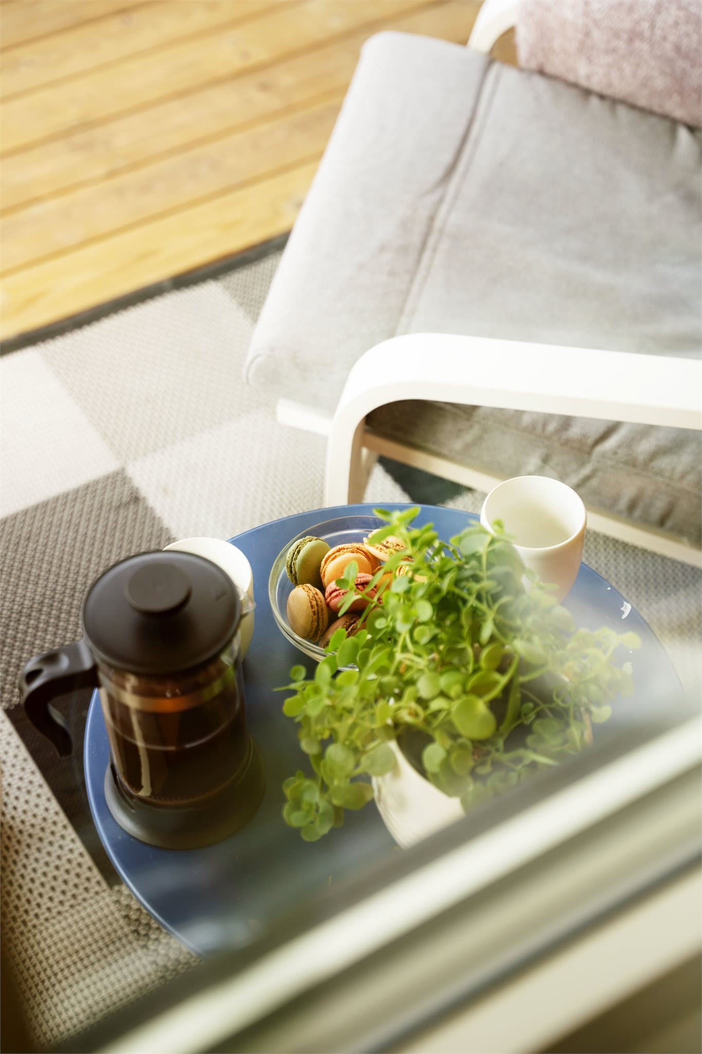 Morgenkaffe på terrassen.