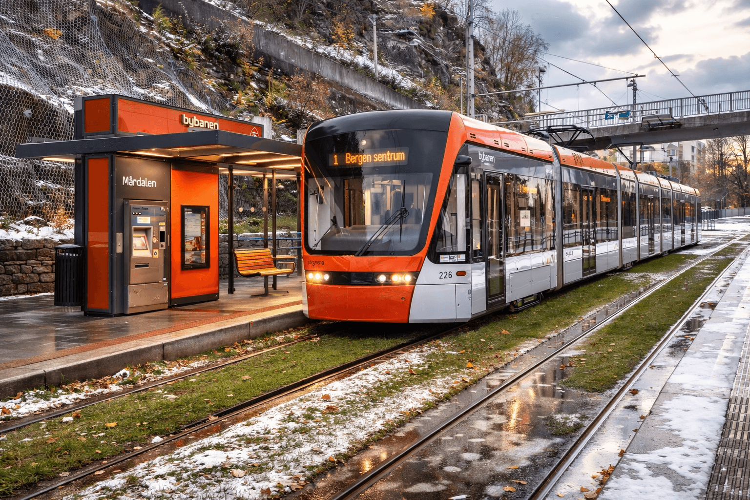Kort gåavstand til bybanestoppet i Mårdalen