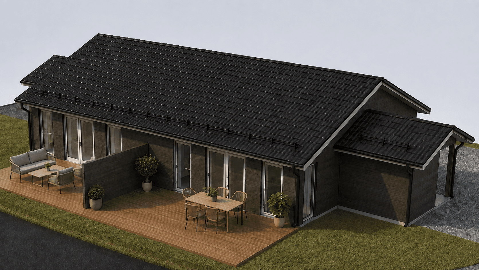 Moderne, selveiet bolig planlagt oppført på Grimsrødhøgda i Halden. (Illustrasjon)