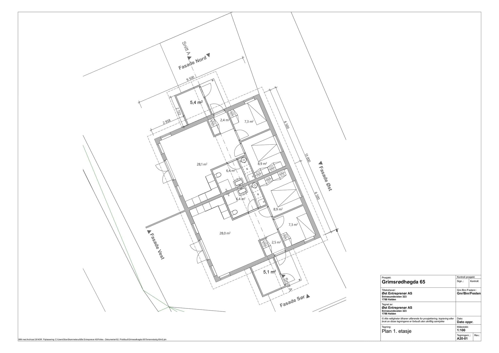 Gjennomtenkt planløsning med alt på ett plan